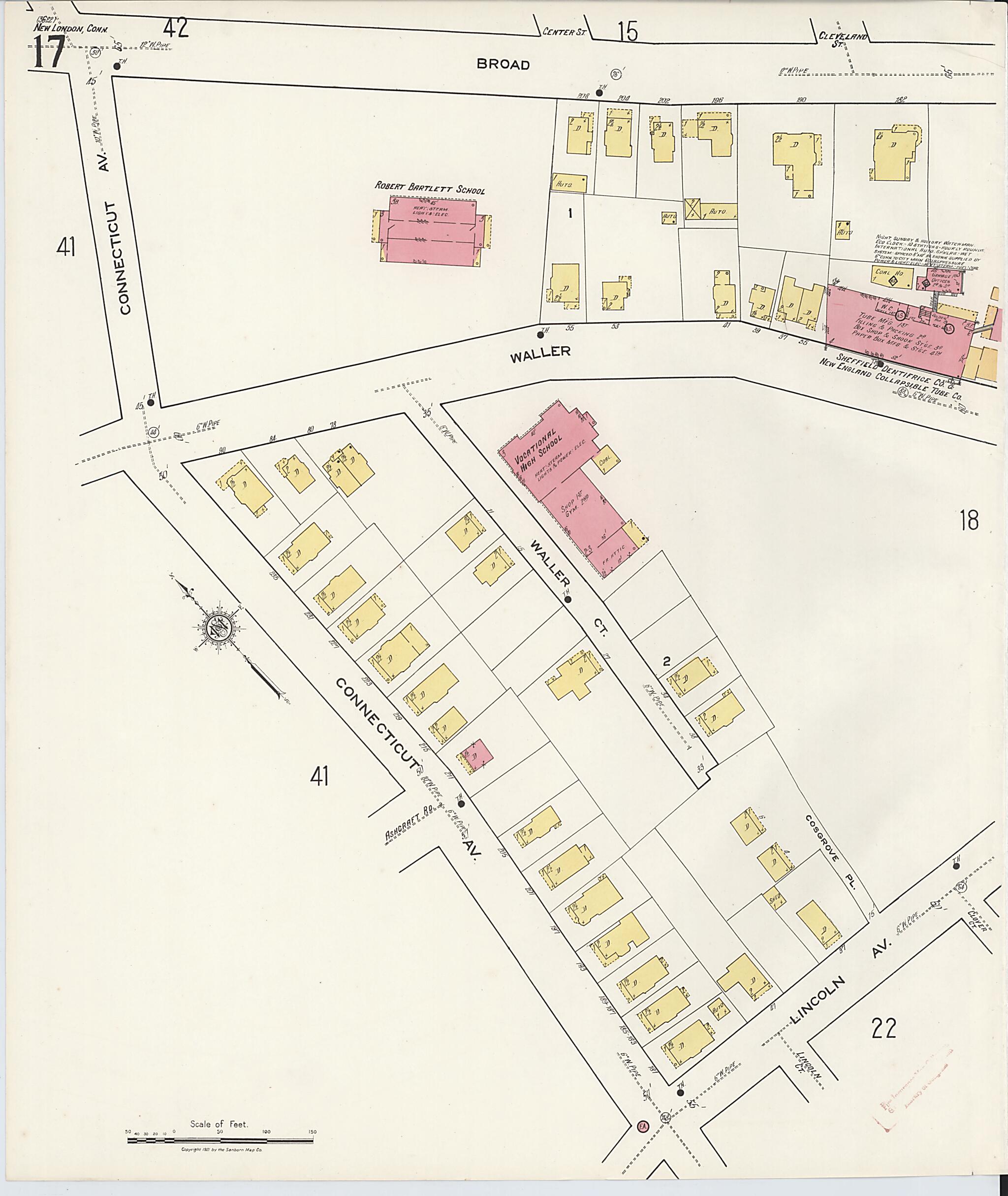 This old map of New London, New London County, Connecticut was created by Sanborn Map Company in 1921