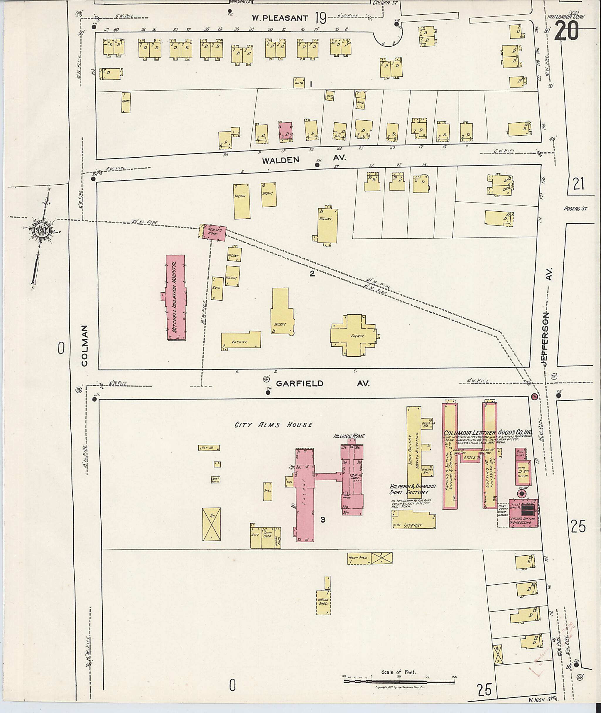 This old map of New London, New London County, Connecticut was created by Sanborn Map Company in 1921