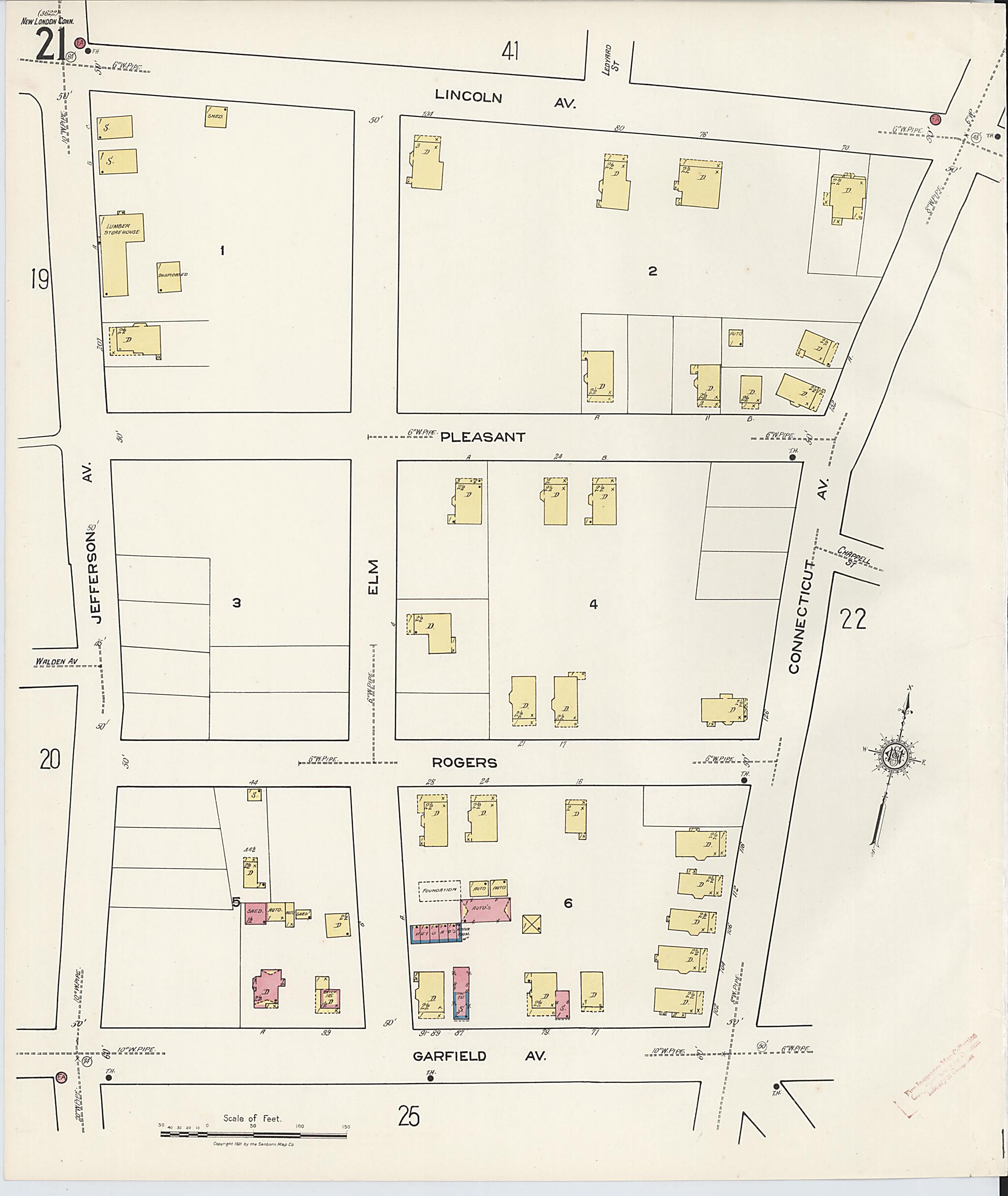 This old map of New London, New London County, Connecticut was created by Sanborn Map Company in 1921