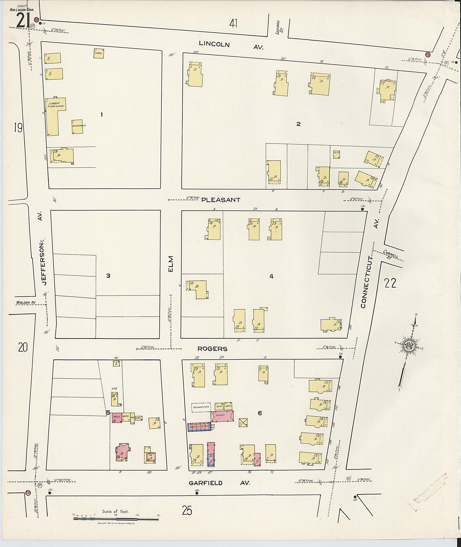 This old map of New London, New London County, Connecticut was created by Sanborn Map Company in 1921