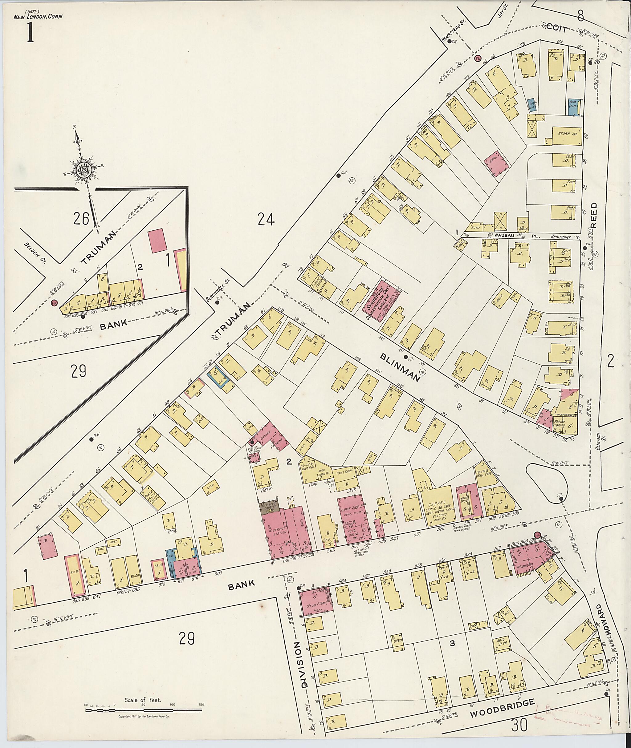 This old map of New London, New London County, Connecticut was created by Sanborn Map Company in 1921