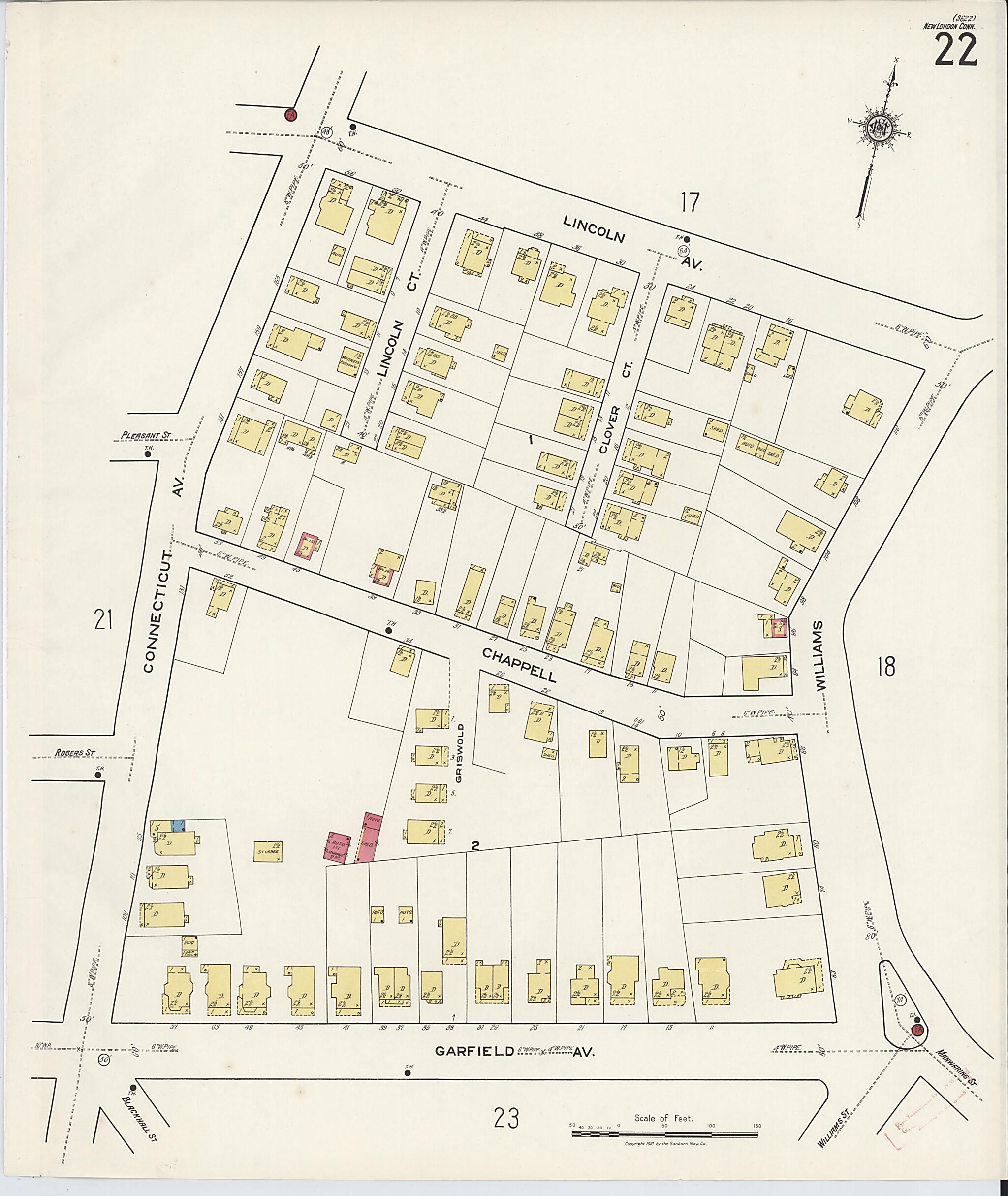 This old map of New London, New London County, Connecticut was created by Sanborn Map Company in 1921