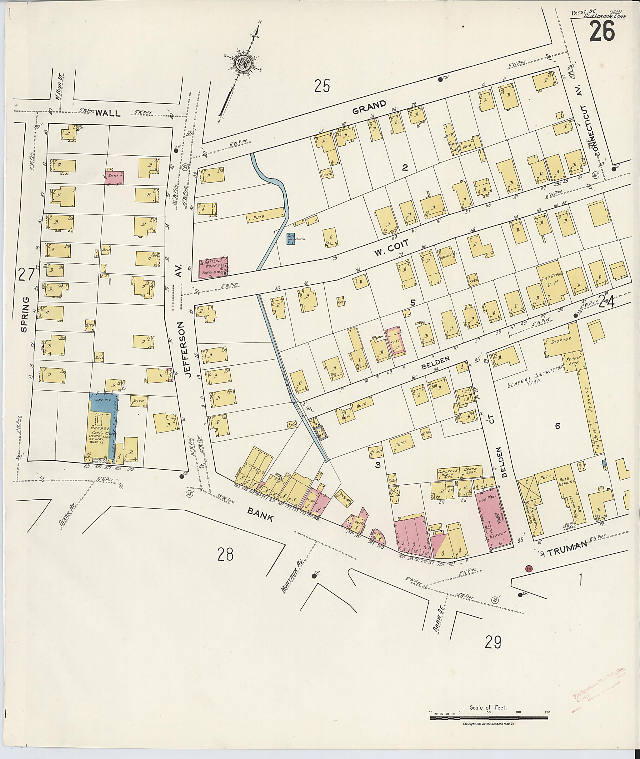 This old map of New London, New London County, Connecticut was created by Sanborn Map Company in 1921