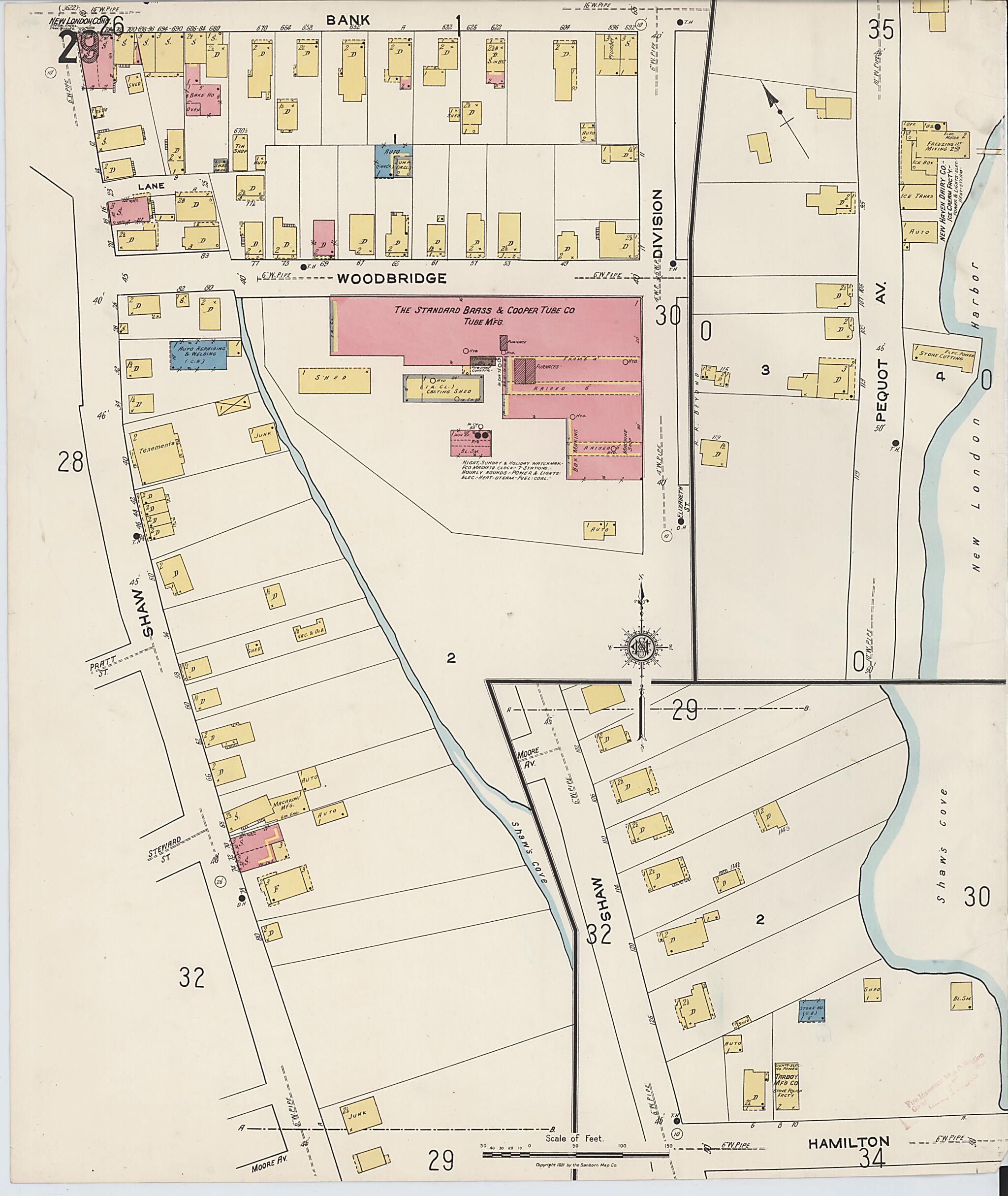 This old map of New London, New London County, Connecticut was created by Sanborn Map Company in 1921