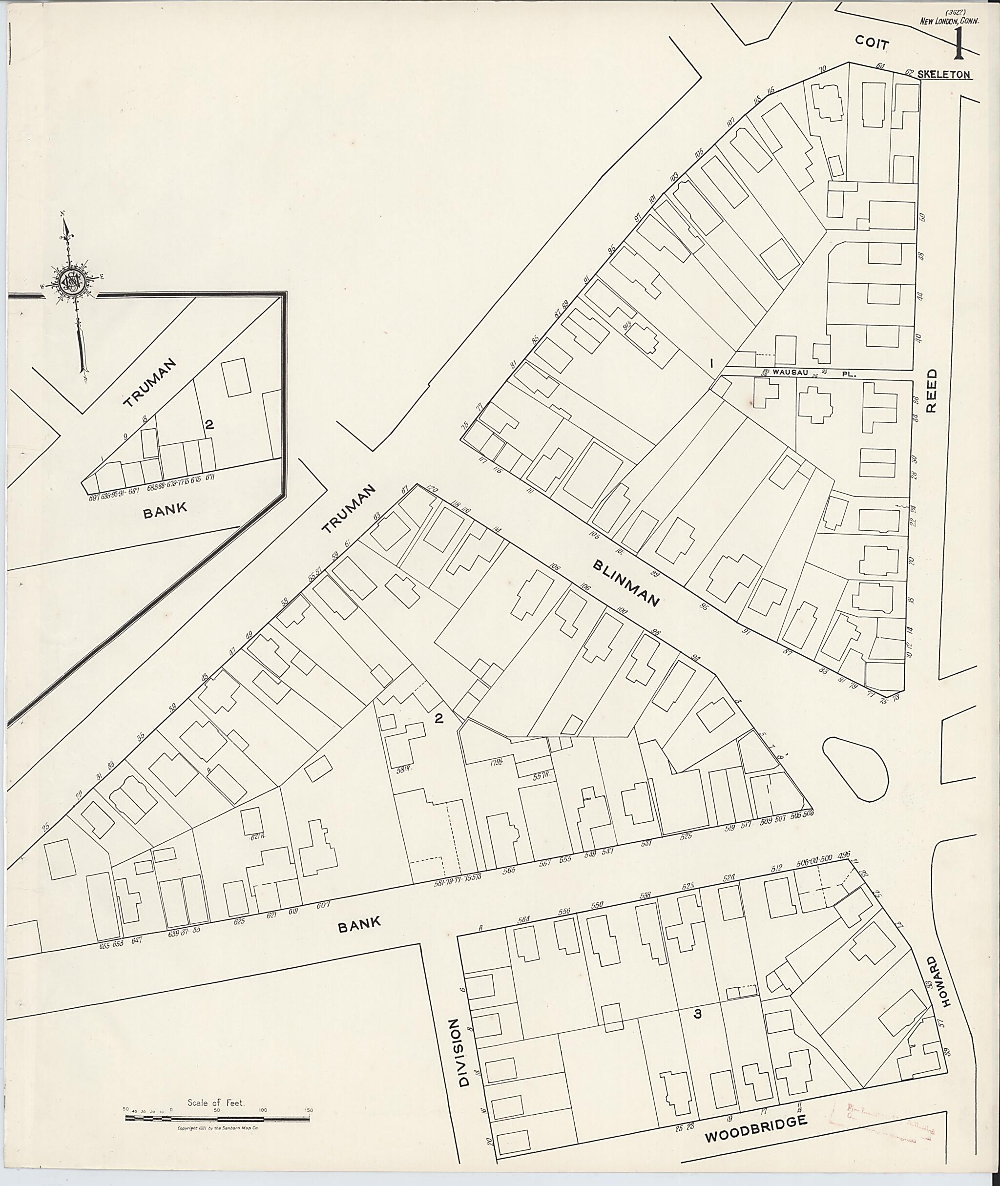 This old map of New London, New London County, Connecticut was created by Sanborn Map Company in 1921