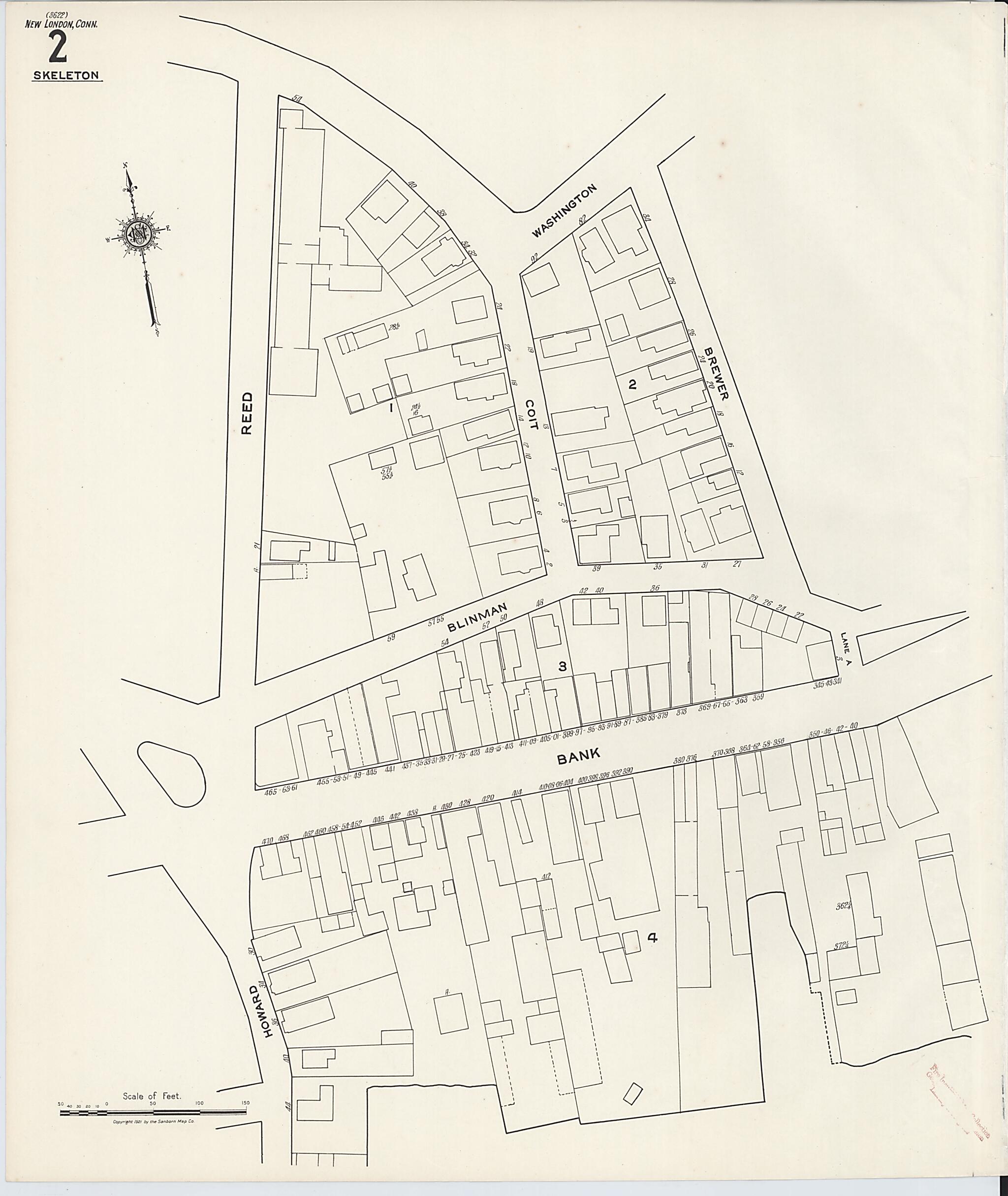 This old map of New London, New London County, Connecticut was created by Sanborn Map Company in 1921