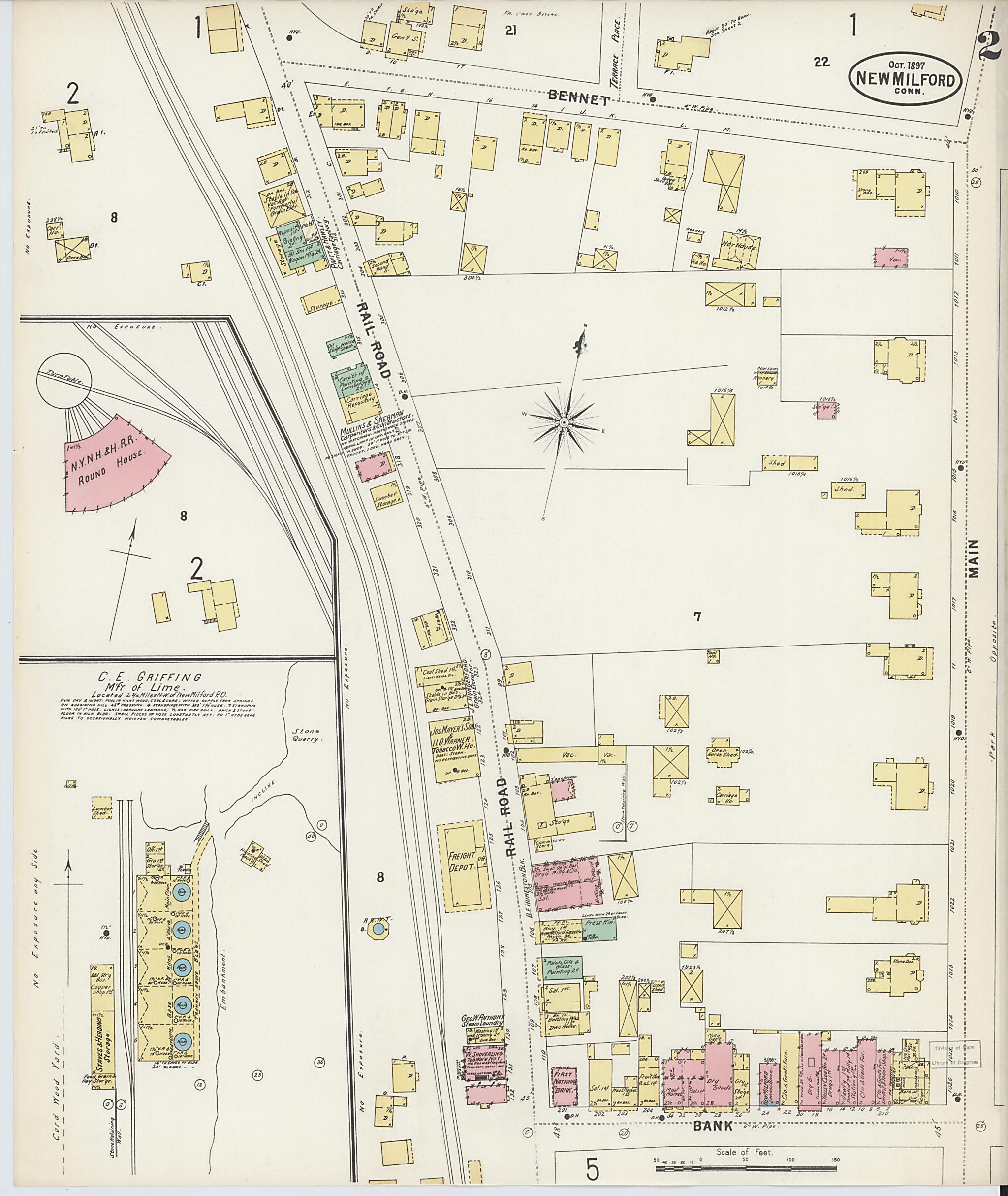 This old map of New Milford, Litchfield County, Connecticut was created by Sanborn Map Company in 1897