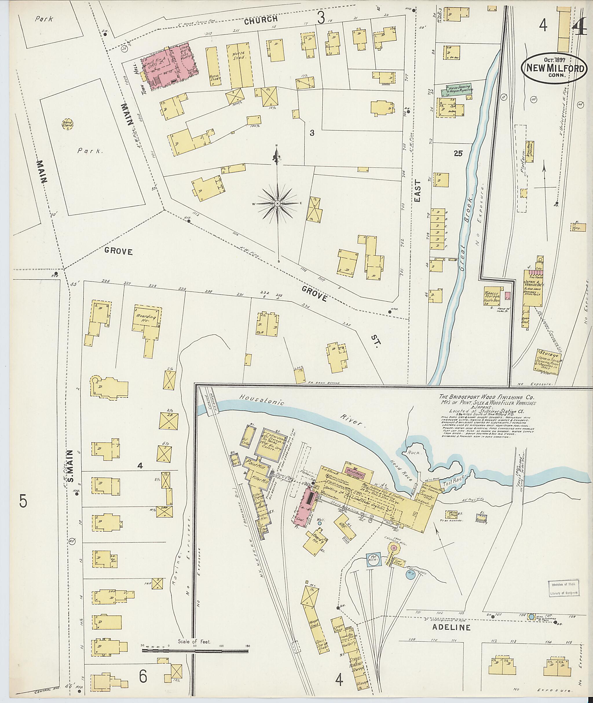 This old map of New Milford, Litchfield County, Connecticut was created by Sanborn Map Company in 1897