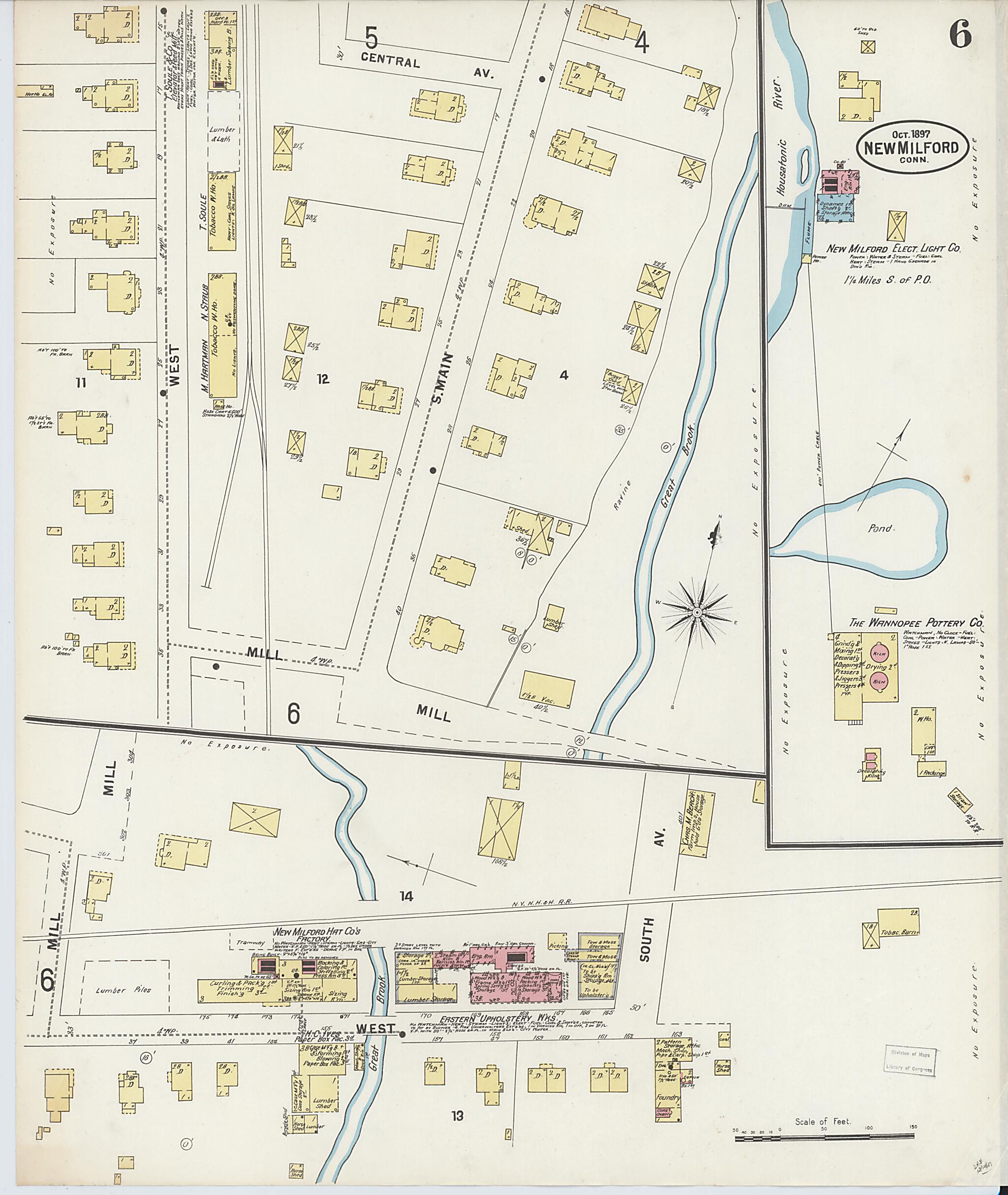 This old map of New Milford, Litchfield County, Connecticut was created by Sanborn Map Company in 1897