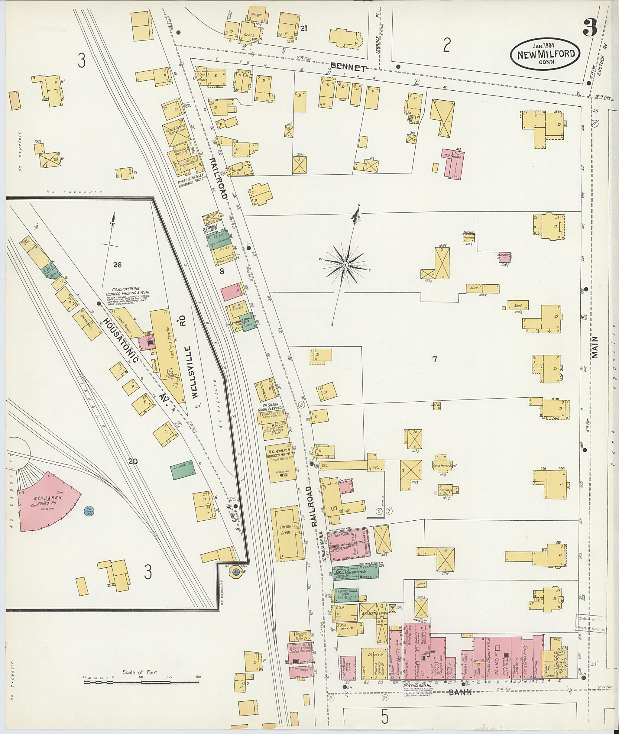 This old map of New Milford, Litchfield County, Connecticut was created by Sanborn Map Company in 1904