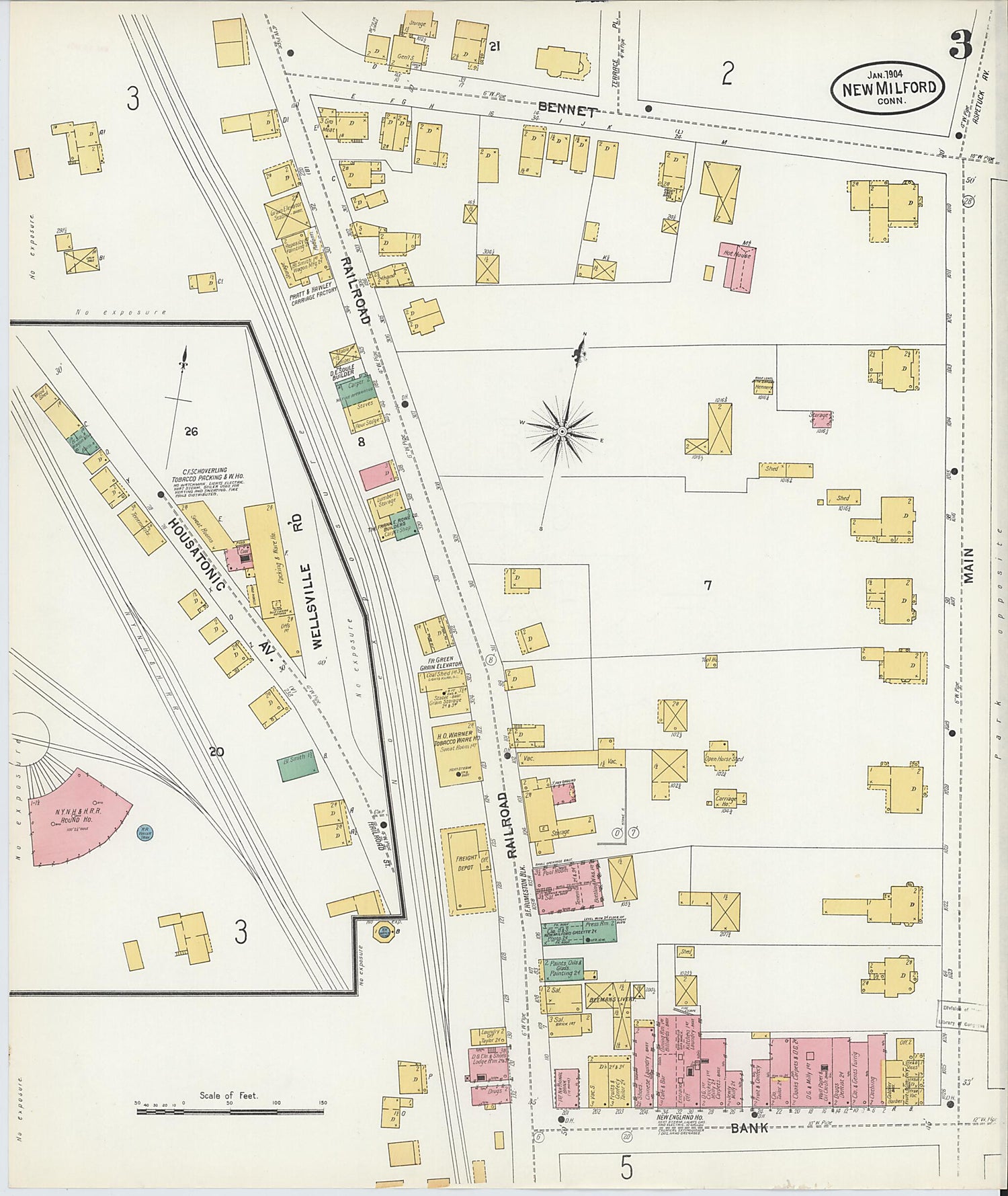 This old map of New Milford, Litchfield County, Connecticut was created by Sanborn Map Company in 1904