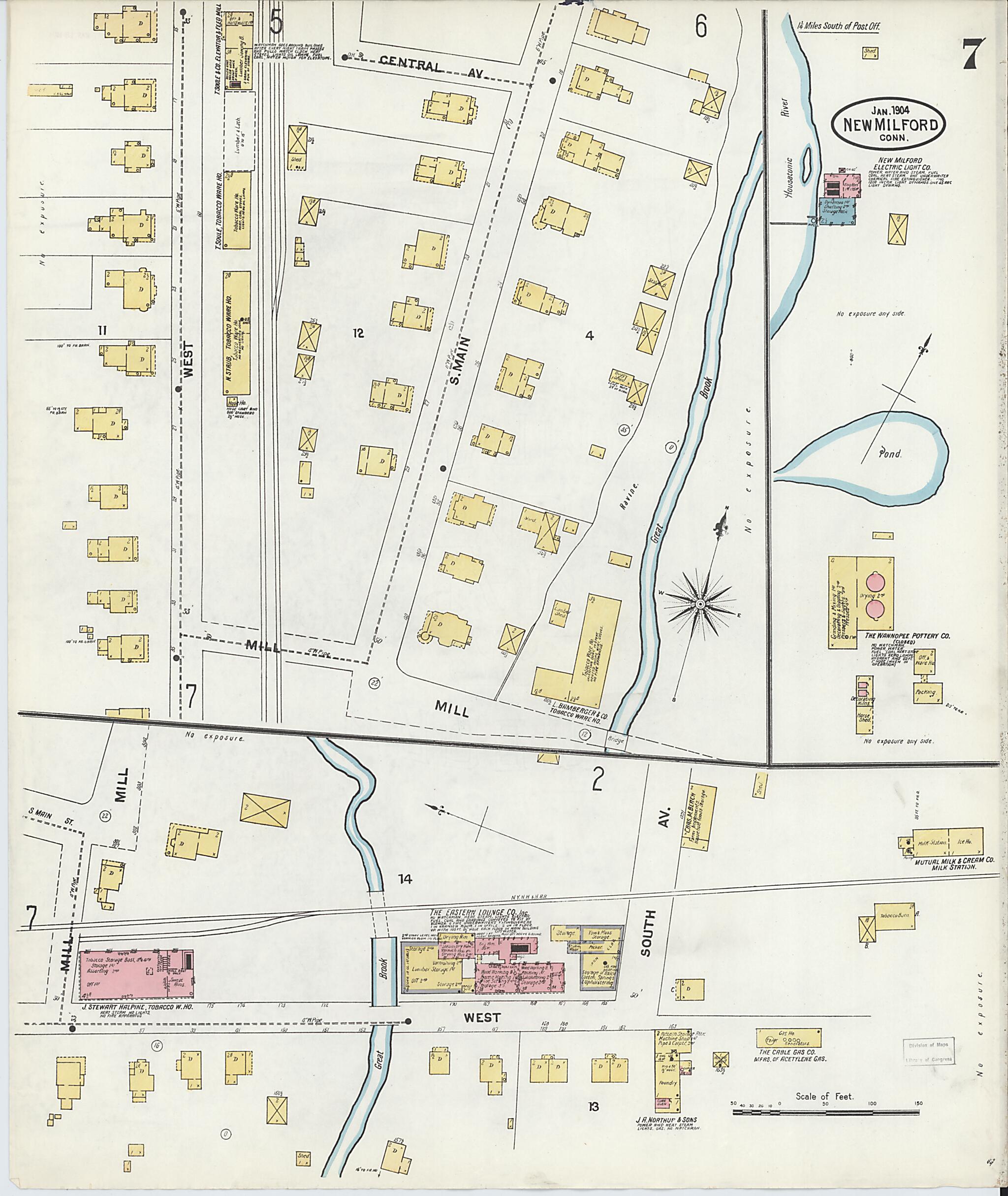 This old map of New Milford, Litchfield County, Connecticut was created by Sanborn Map Company in 1904