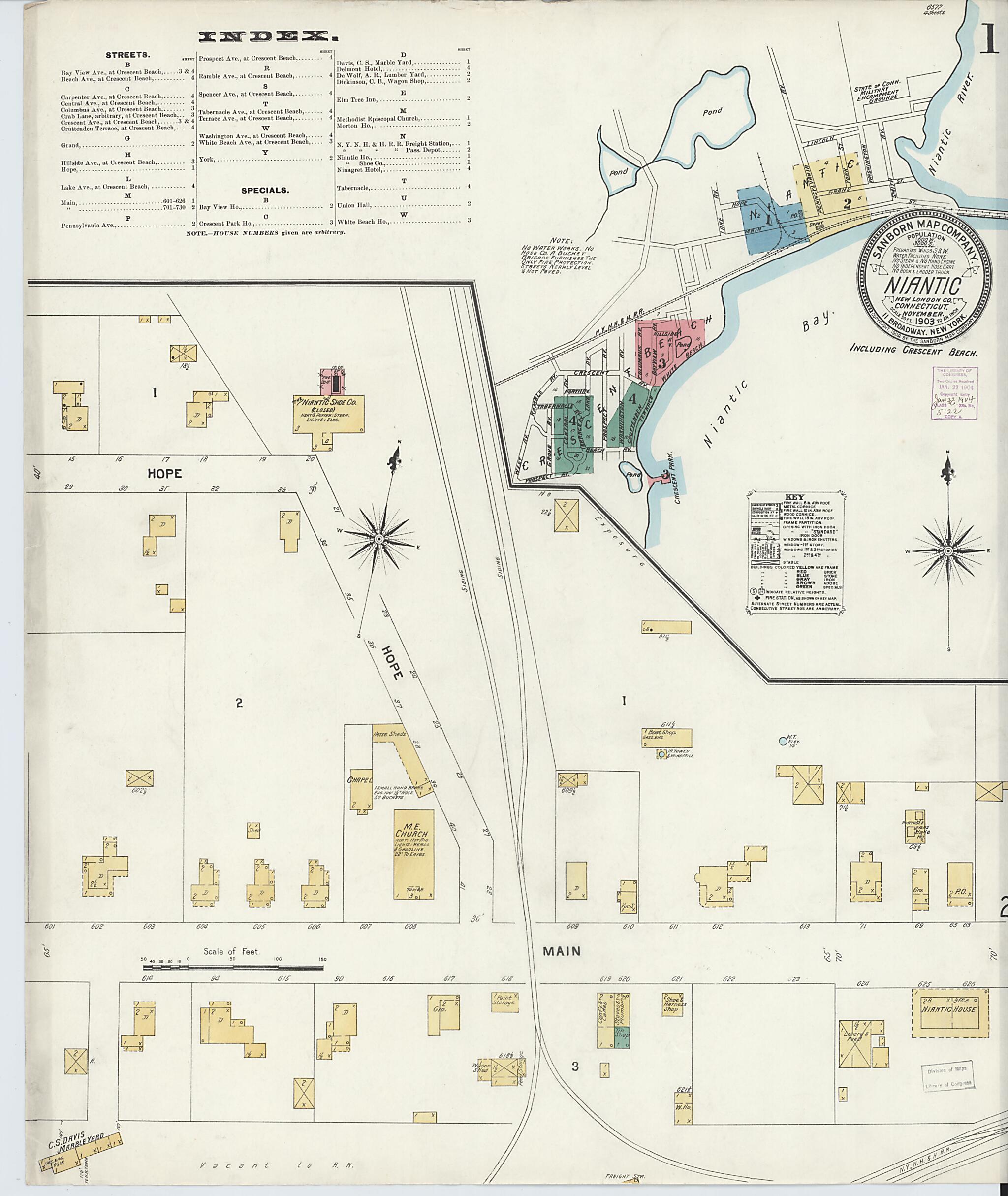 This old map of Niantic, New London County, Connecticut was created by Sanborn Map Company in 1903