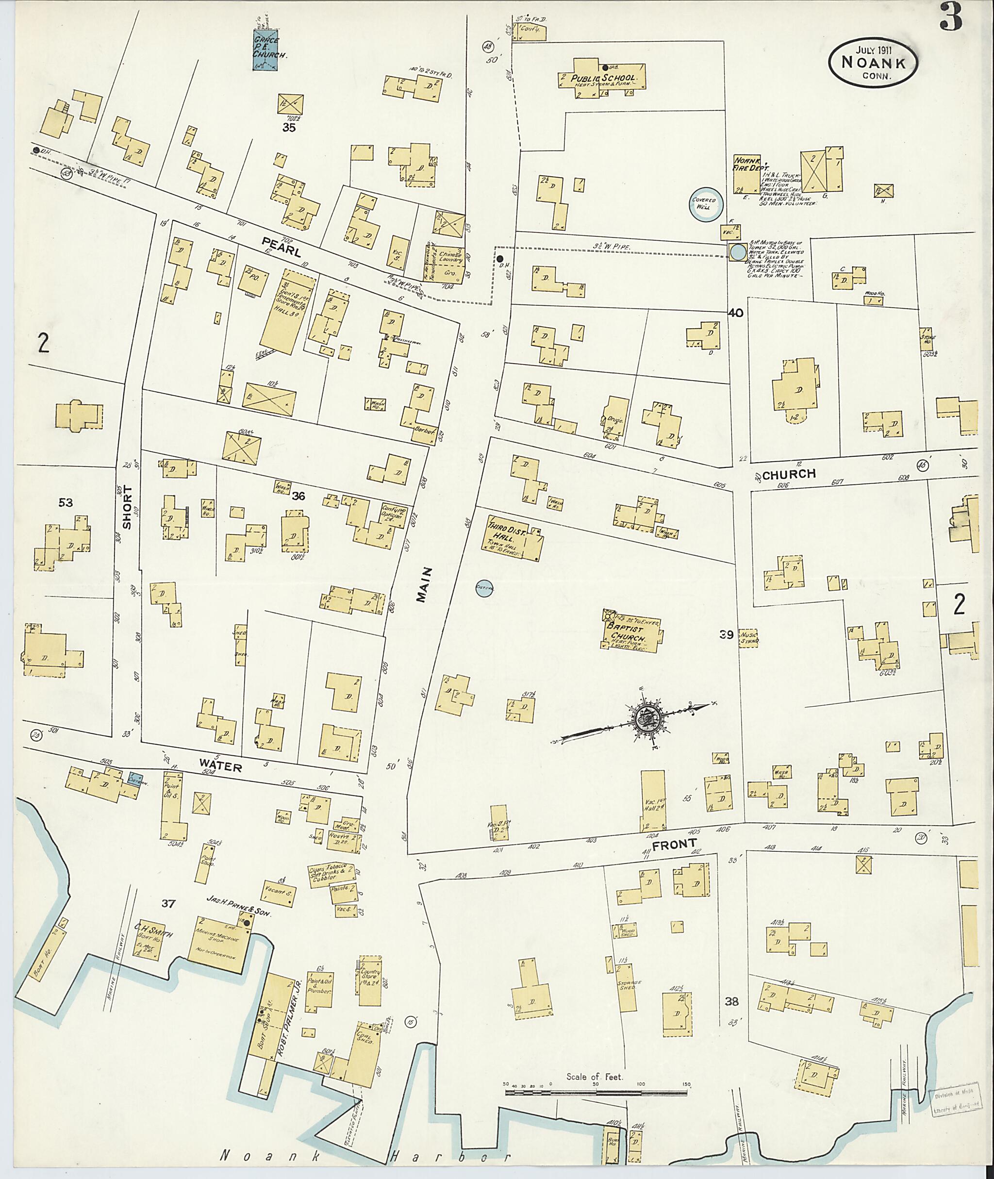 This old map of Noank, New London County, Connecticut was created by Sanborn Map Company in 1911