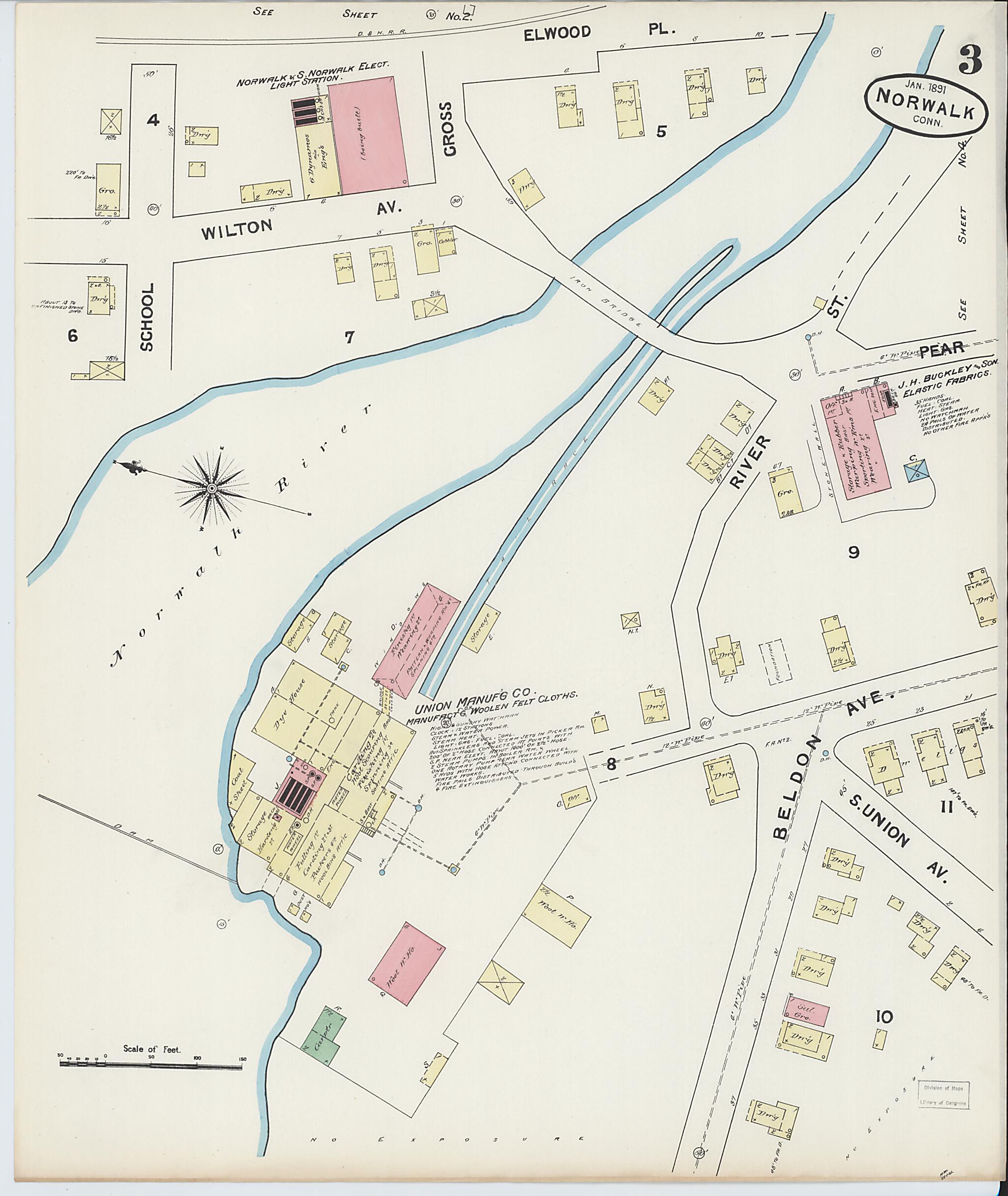 This old map of Norwalk, Fairfield County, Connecticut was created by Sanborn Map Company in 1891