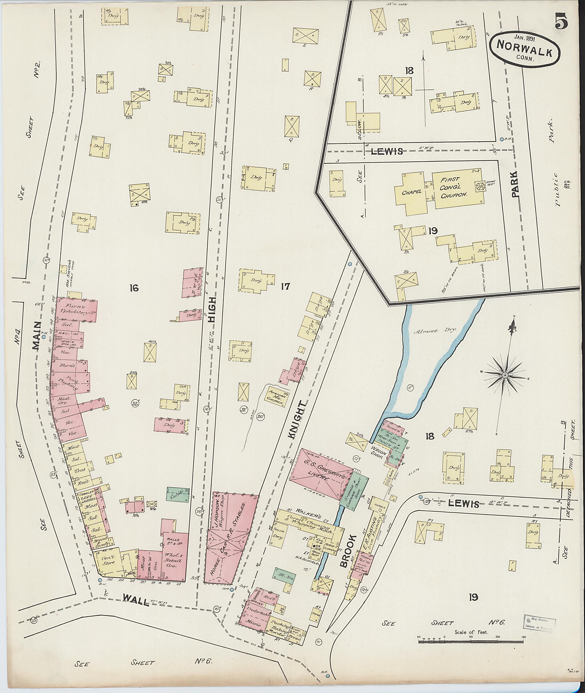 This old map of Norwalk, Fairfield County, Connecticut was created by Sanborn Map Company in 1891