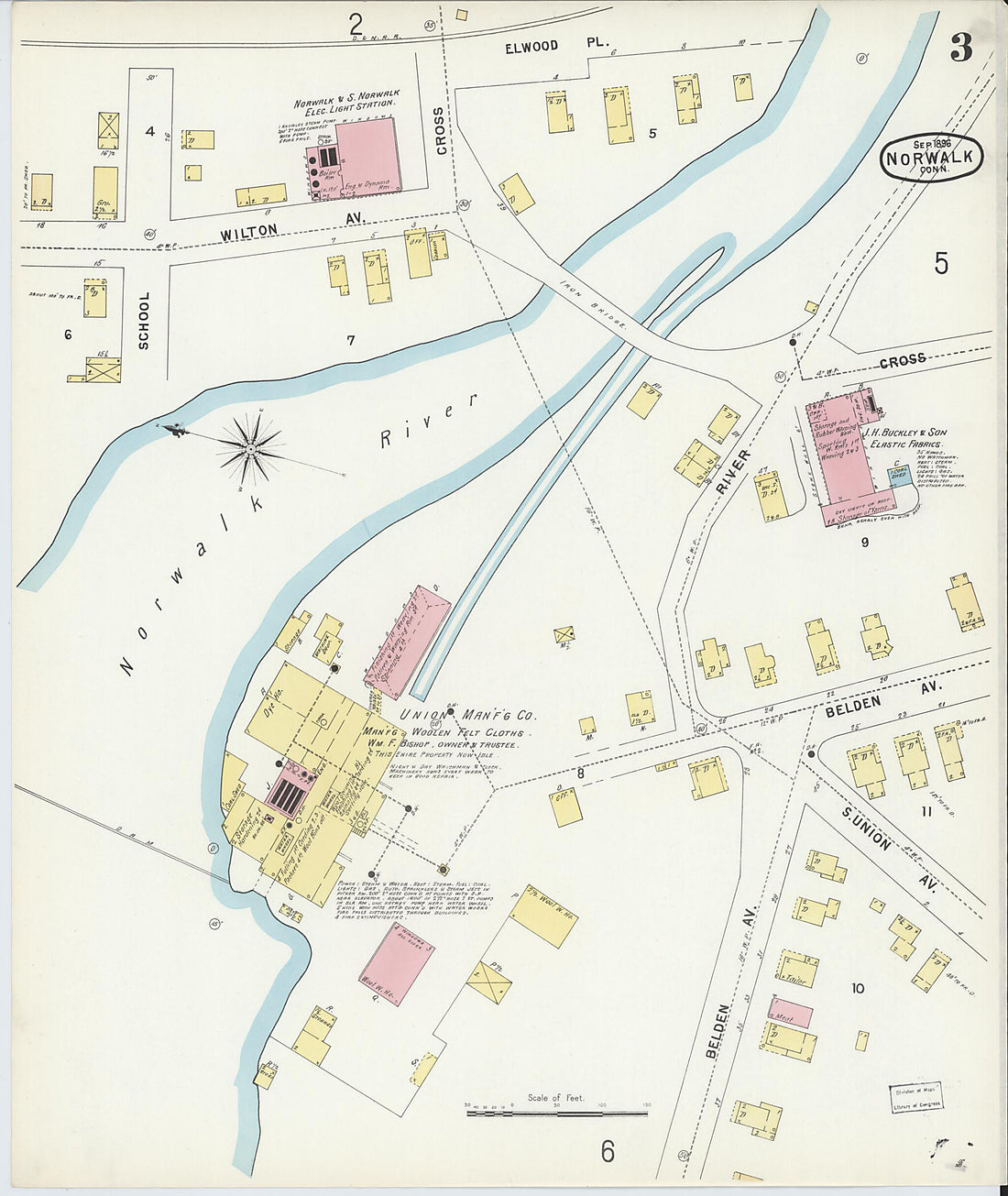 This old map of Norwalk, Fairfield County, Connecticut was created by Sanborn Map Company in 1896