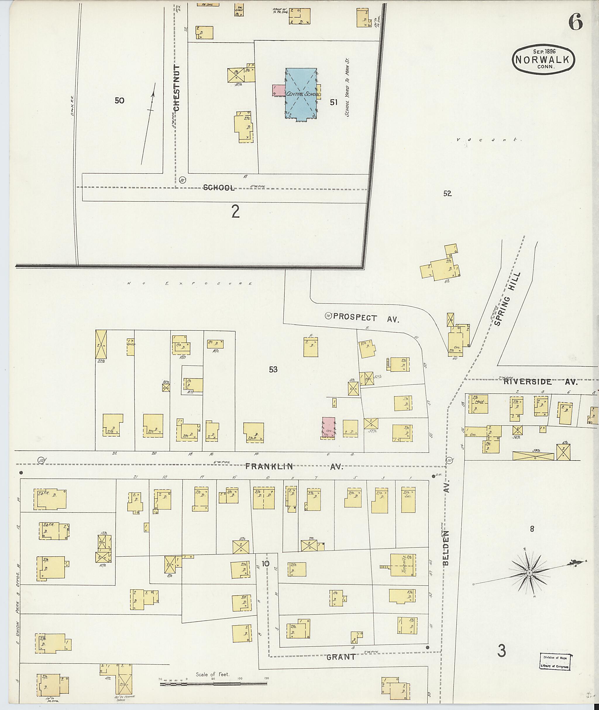 This old map of Norwalk, Fairfield County, Connecticut was created by Sanborn Map Company in 1896