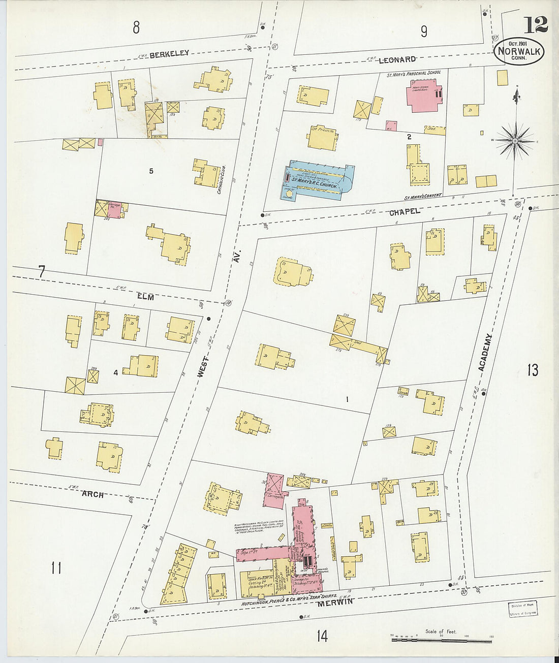 This old map of Norwalk, Fairfield County, Connecticut was created by Sanborn Map Company in 1901