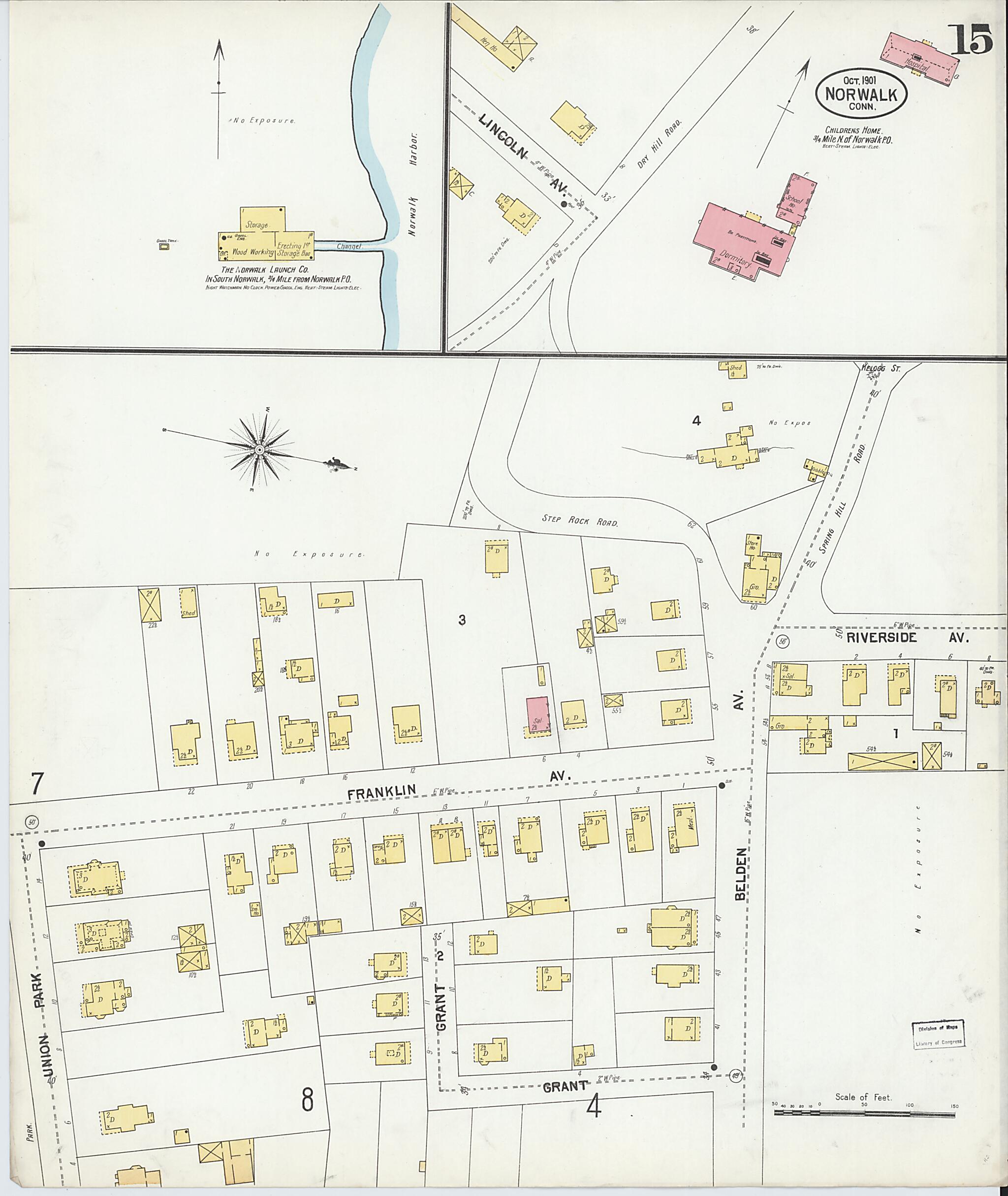This old map of Norwalk, Fairfield County, Connecticut was created by Sanborn Map Company in 1901