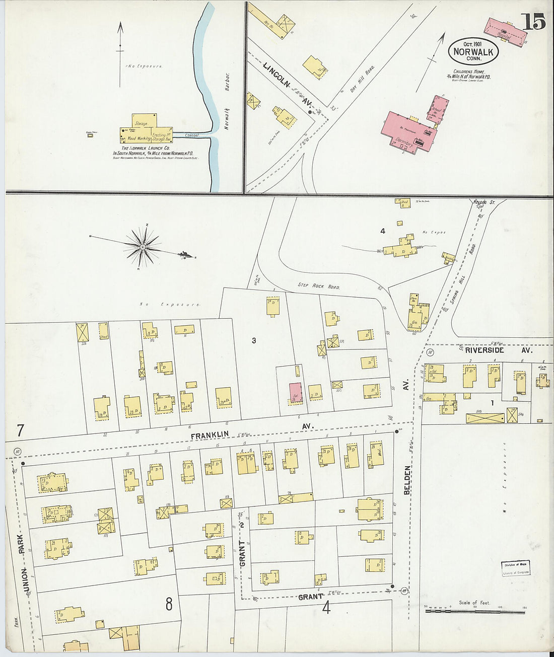 This old map of Norwalk, Fairfield County, Connecticut was created by Sanborn Map Company in 1901