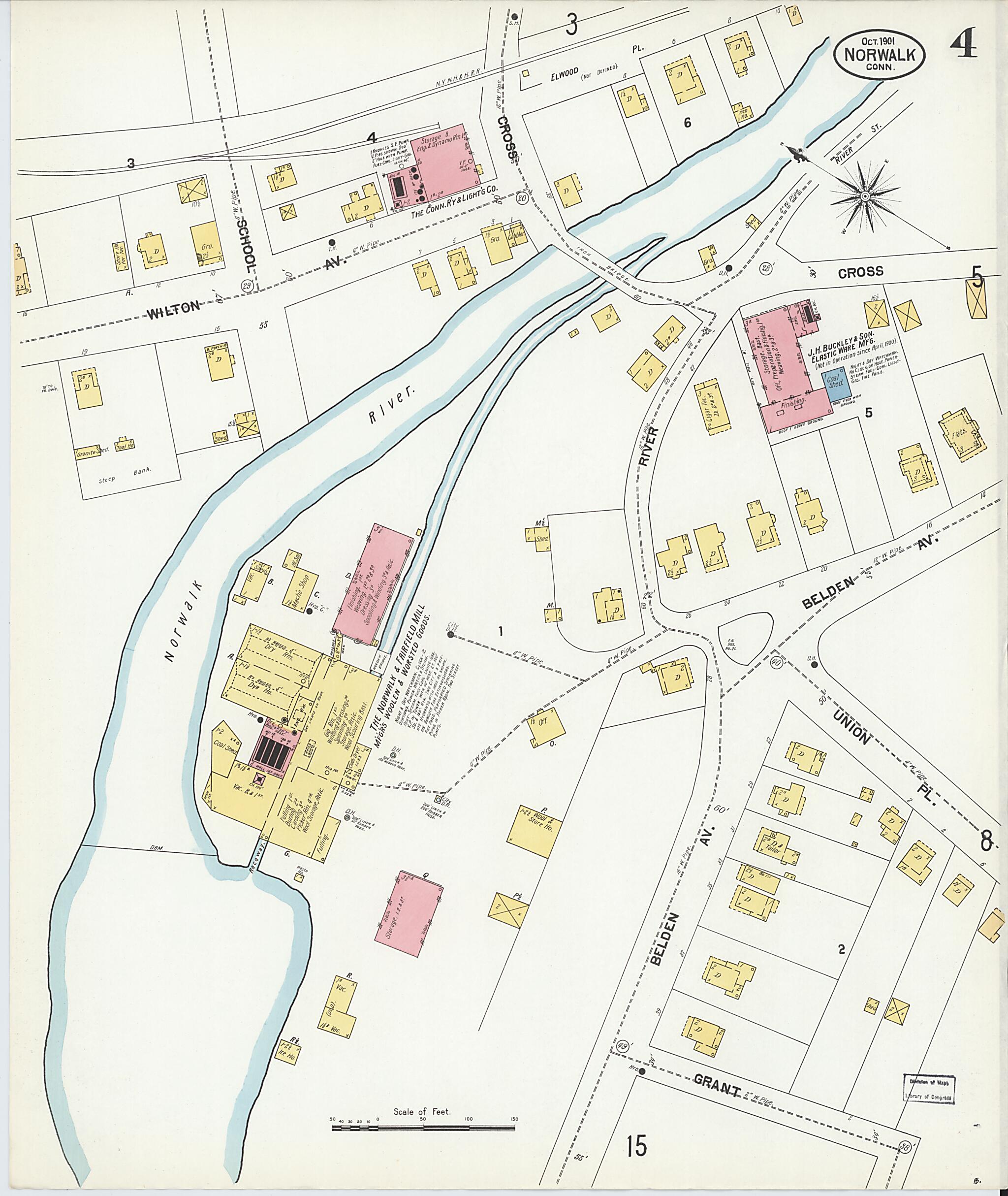 This old map of Norwalk, Fairfield County, Connecticut was created by Sanborn Map Company in 1901