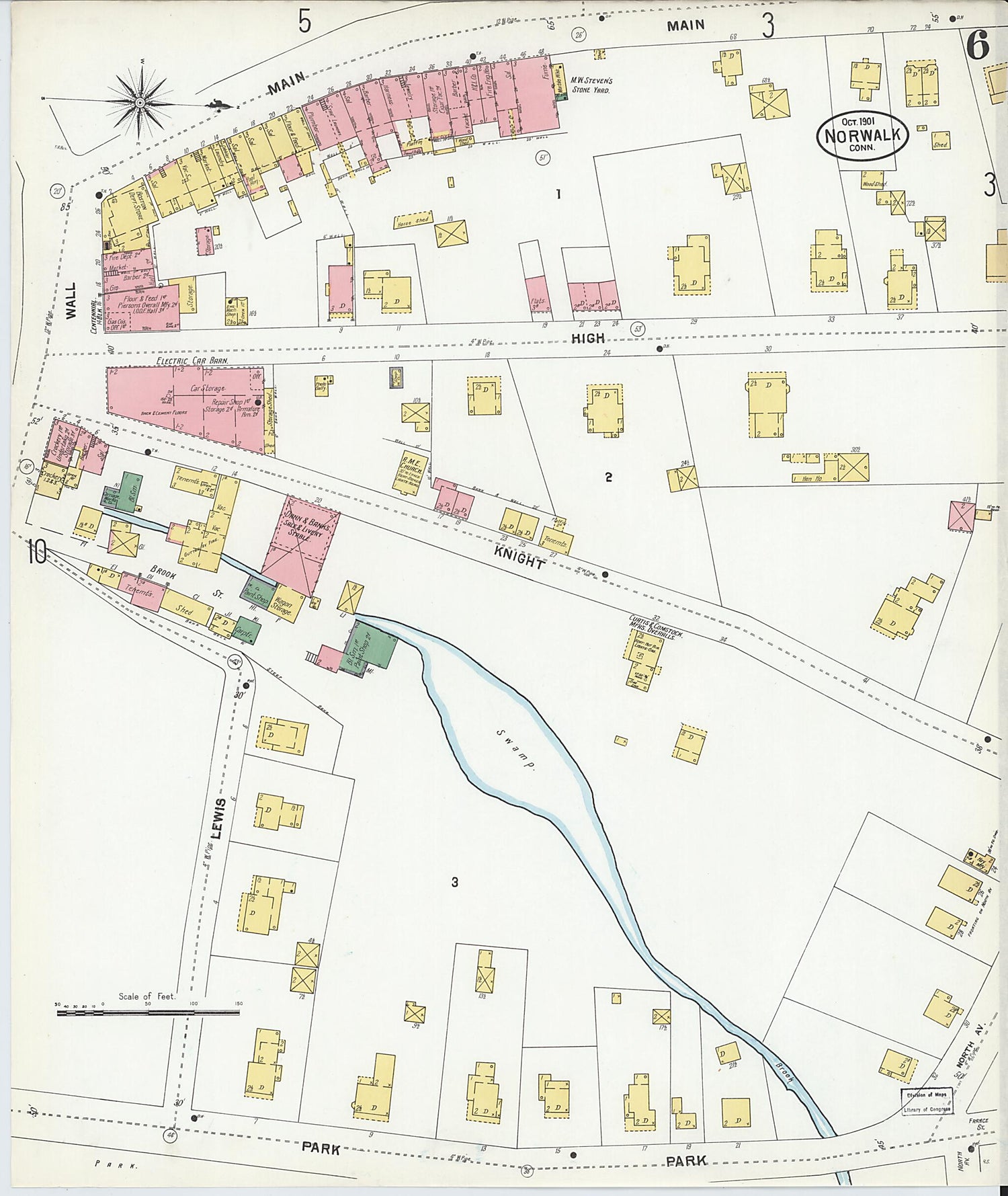 This old map of Norwalk, Fairfield County, Connecticut was created by Sanborn Map Company in 1901