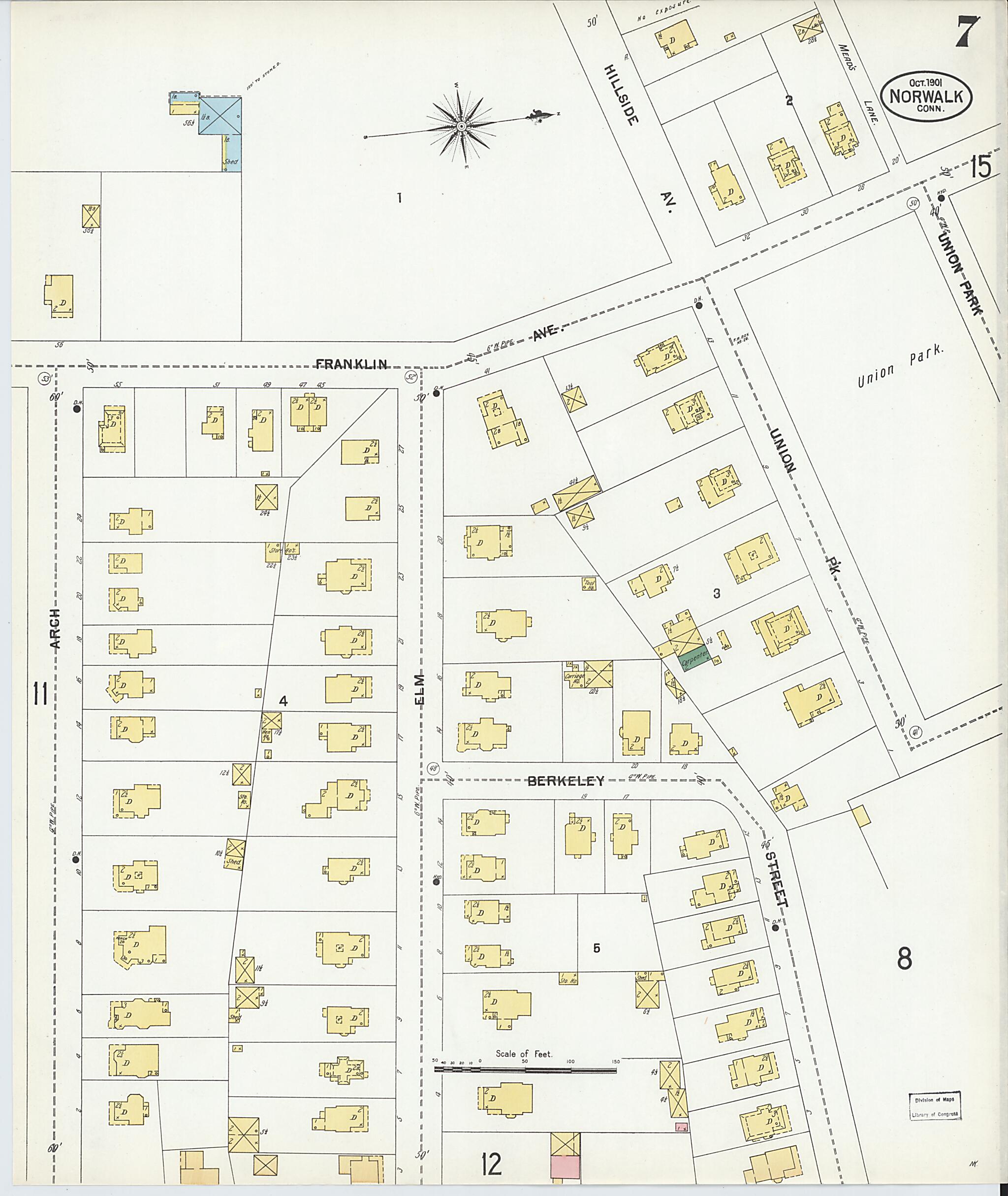 This old map of Norwalk, Fairfield County, Connecticut was created by Sanborn Map Company in 1901