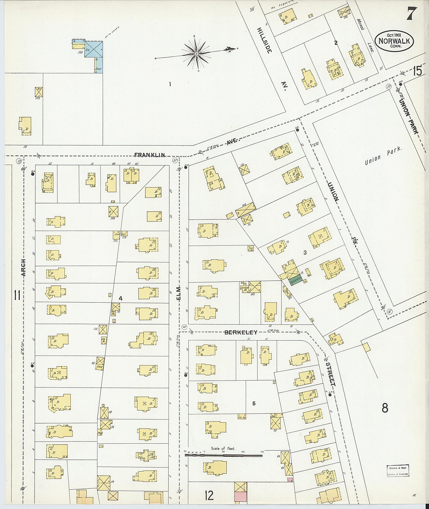 This old map of Norwalk, Fairfield County, Connecticut was created by Sanborn Map Company in 1901