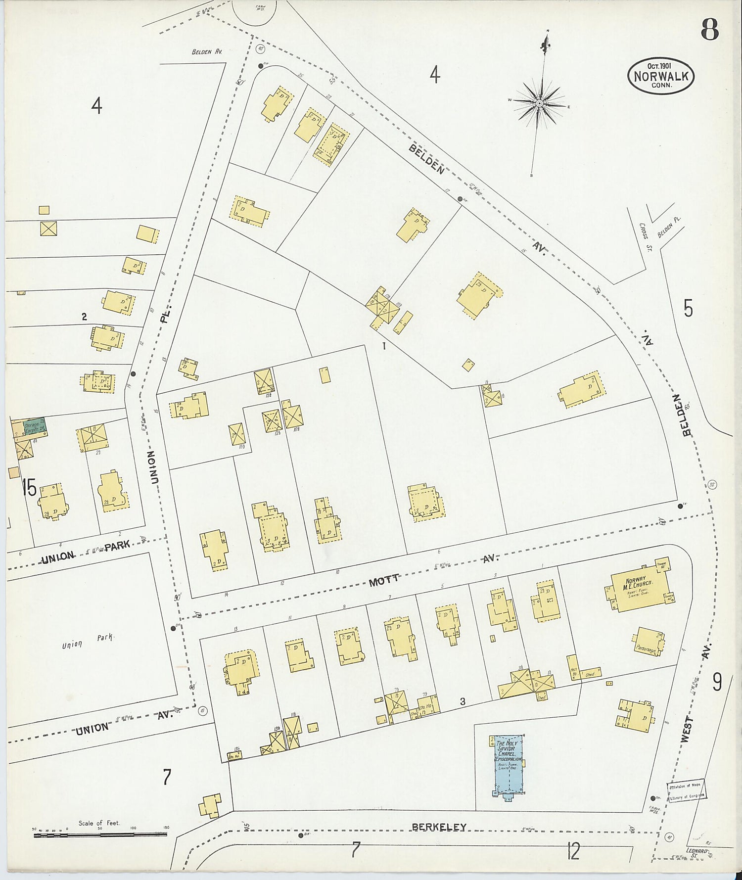 This old map of Norwalk, Fairfield County, Connecticut was created by Sanborn Map Company in 1901