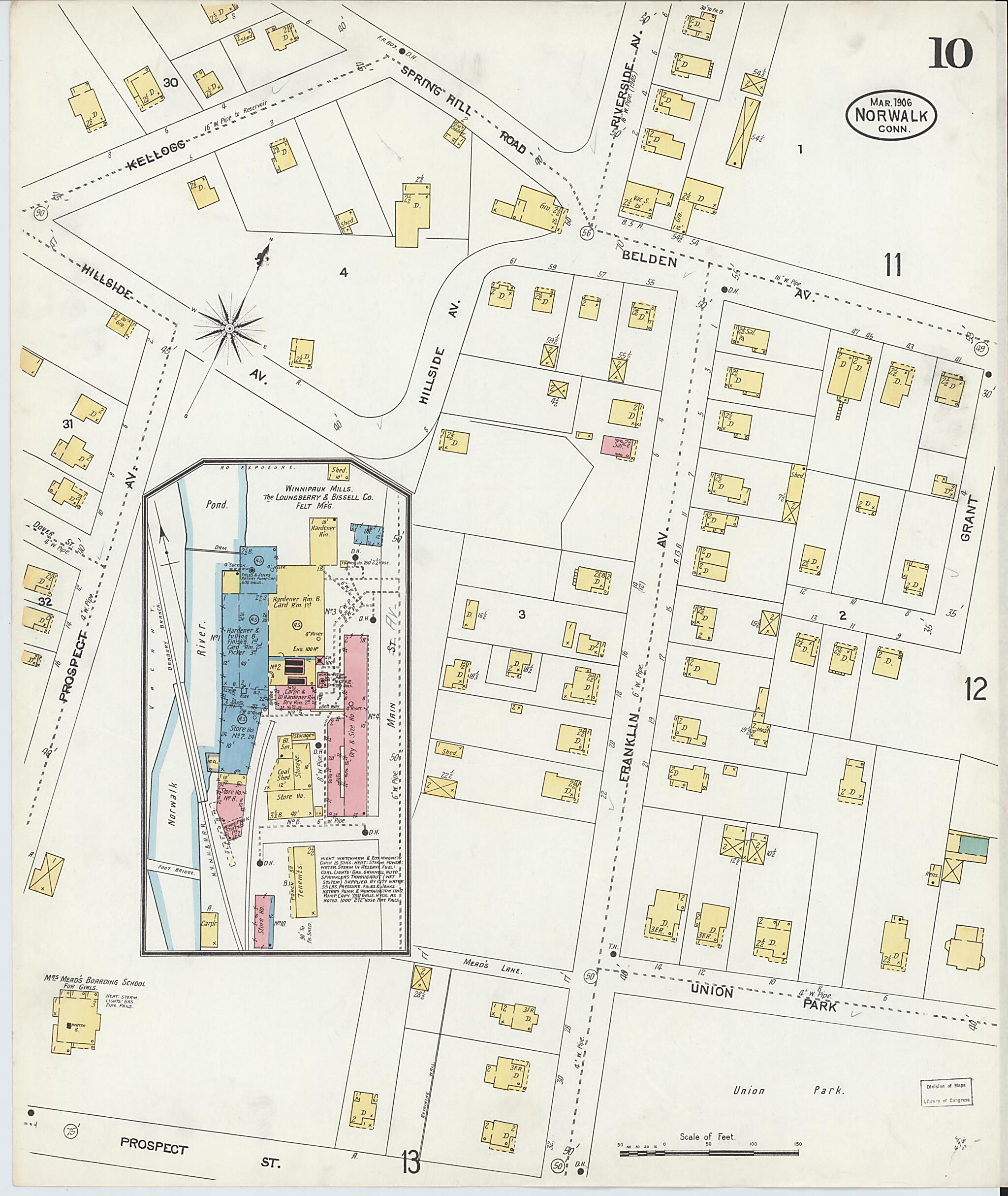 This old map of Norwalk, Fairfield County, Connecticut was created by Sanborn Map Company in 1906