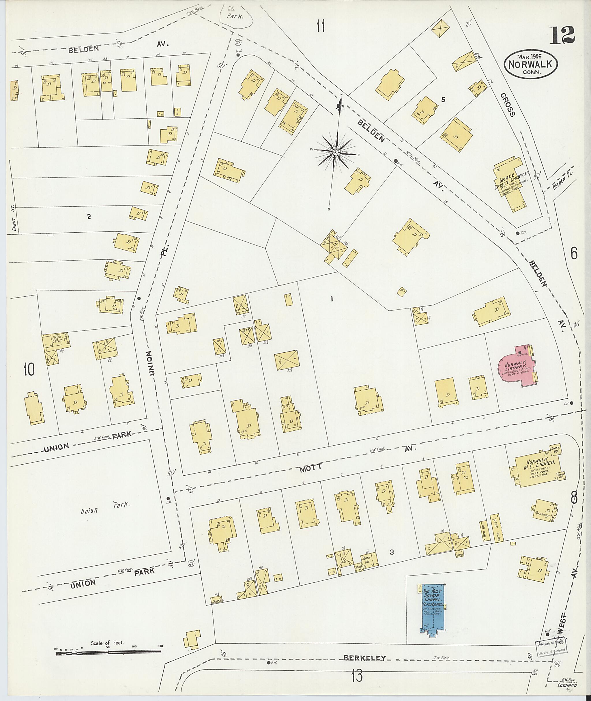 This old map of Norwalk, Fairfield County, Connecticut was created by Sanborn Map Company in 1906