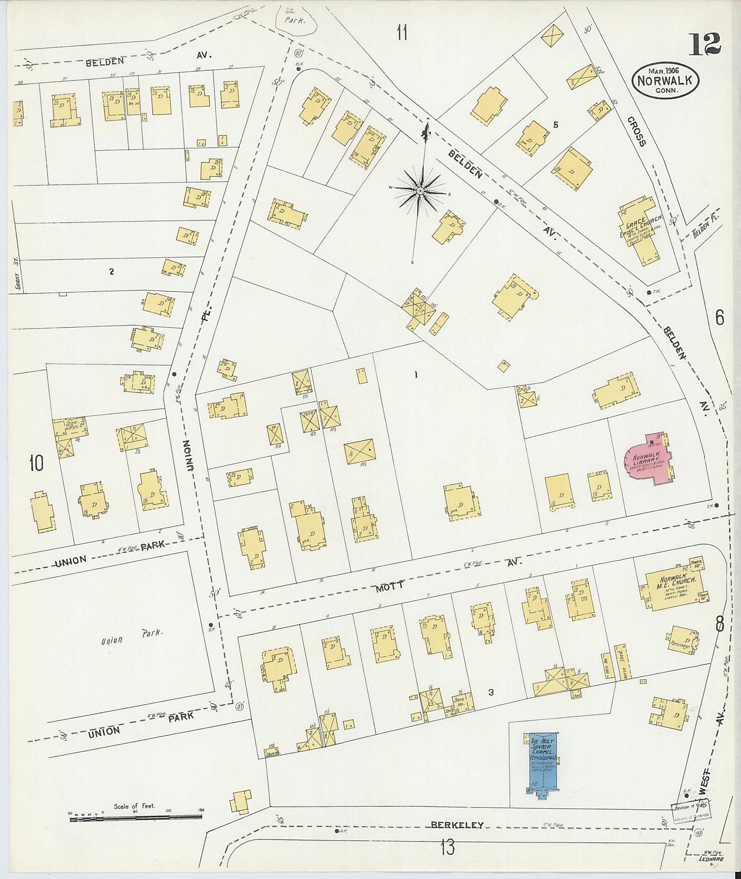 This old map of Norwalk, Fairfield County, Connecticut was created by Sanborn Map Company in 1906