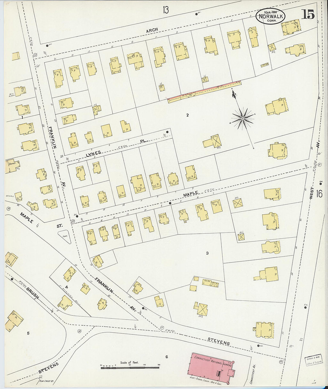 This old map of Norwalk, Fairfield County, Connecticut was created by Sanborn Map Company in 1906