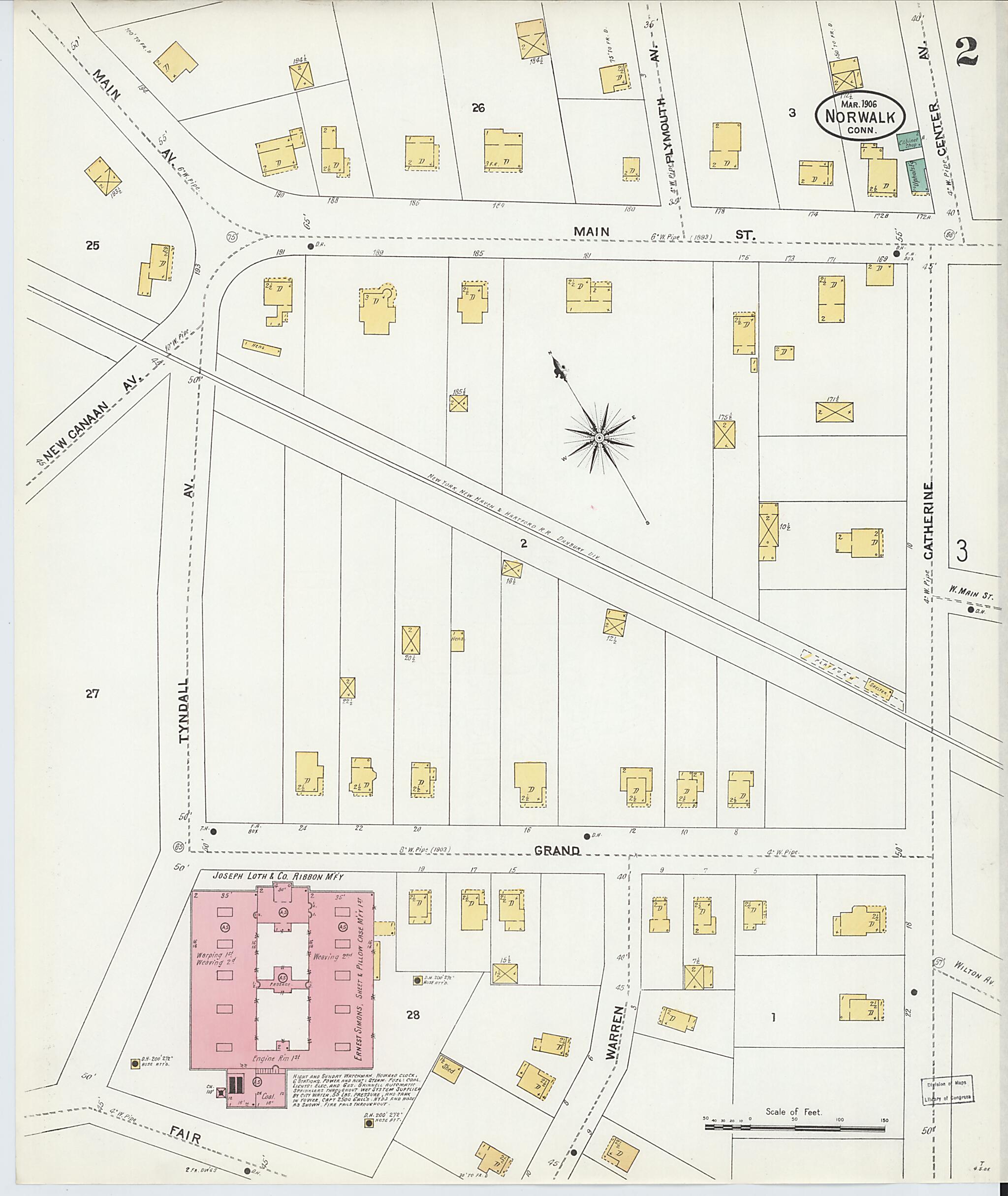 This old map of Norwalk, Fairfield County, Connecticut was created by Sanborn Map Company in 1906