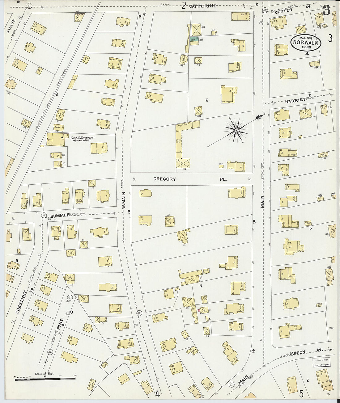 This old map of Norwalk, Fairfield County, Connecticut was created by Sanborn Map Company in 1906