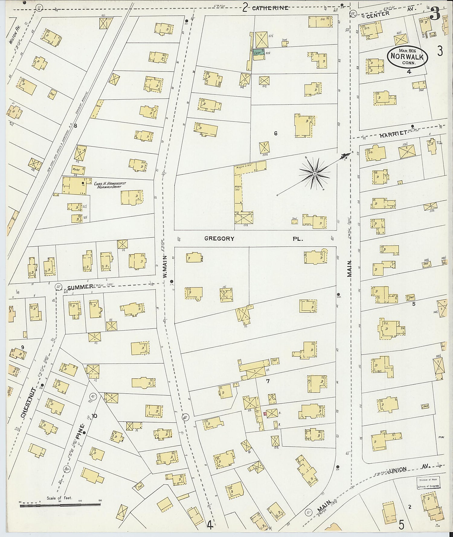 This old map of Norwalk, Fairfield County, Connecticut was created by Sanborn Map Company in 1906