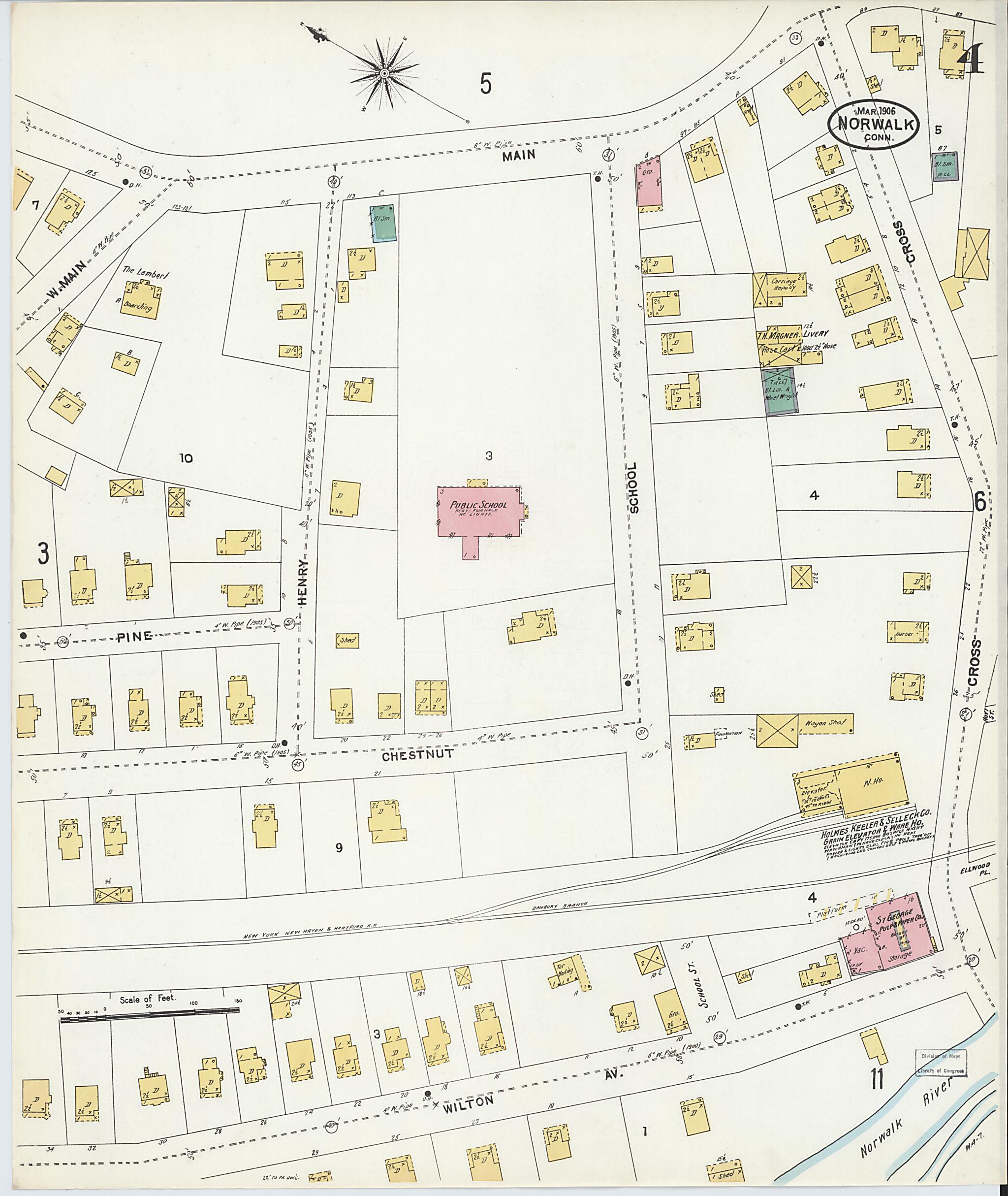 This old map of Norwalk, Fairfield County, Connecticut was created by Sanborn Map Company in 1906