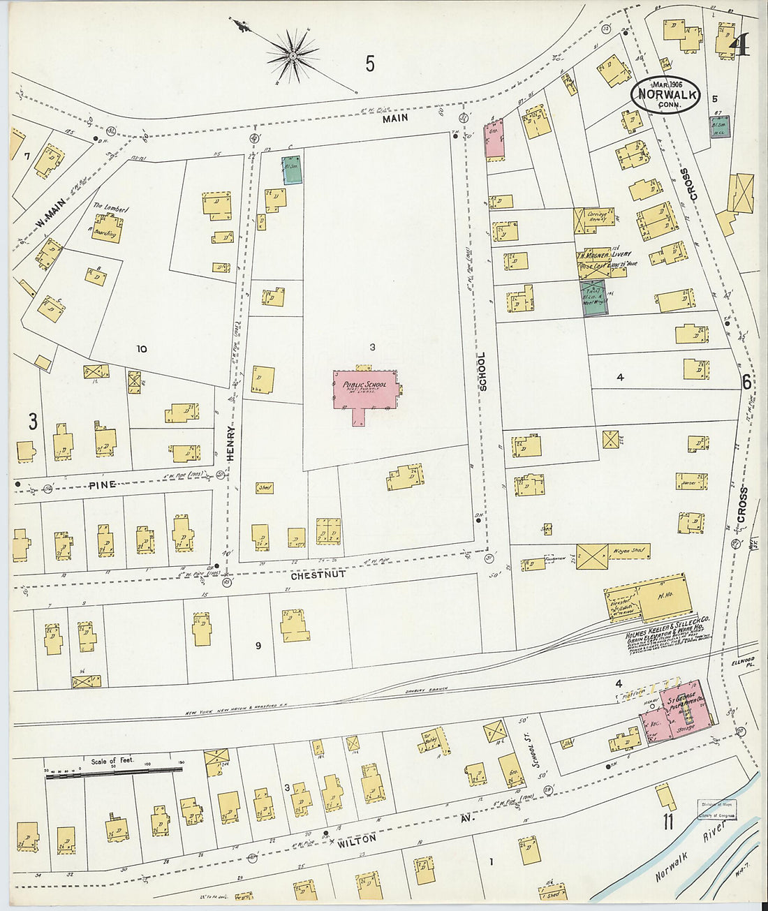 This old map of Norwalk, Fairfield County, Connecticut was created by Sanborn Map Company in 1906