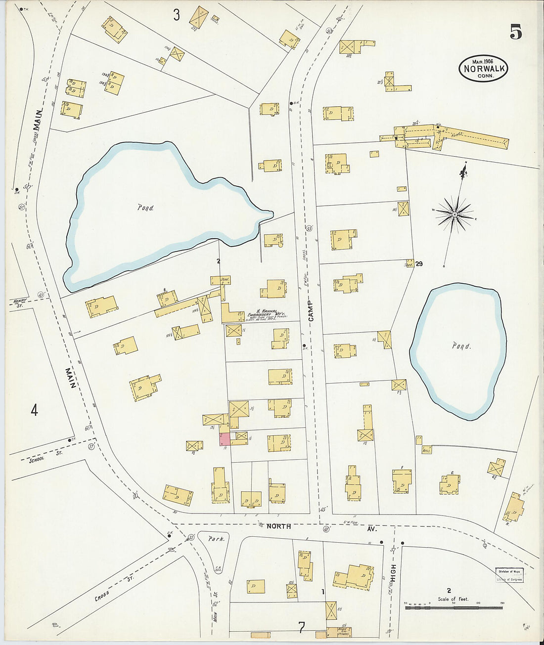 This old map of Norwalk, Fairfield County, Connecticut was created by Sanborn Map Company in 1906