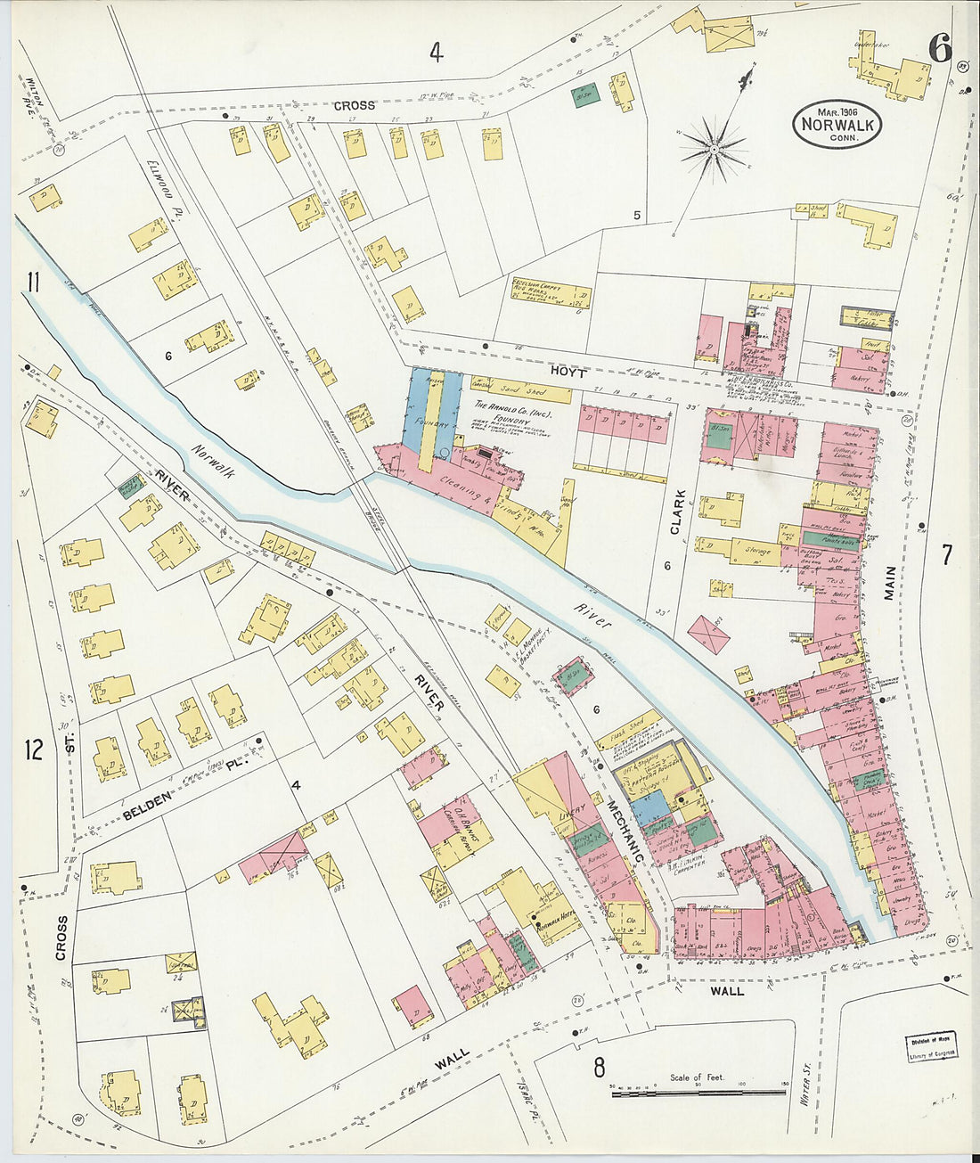 This old map of Norwalk, Fairfield County, Connecticut was created by Sanborn Map Company in 1906