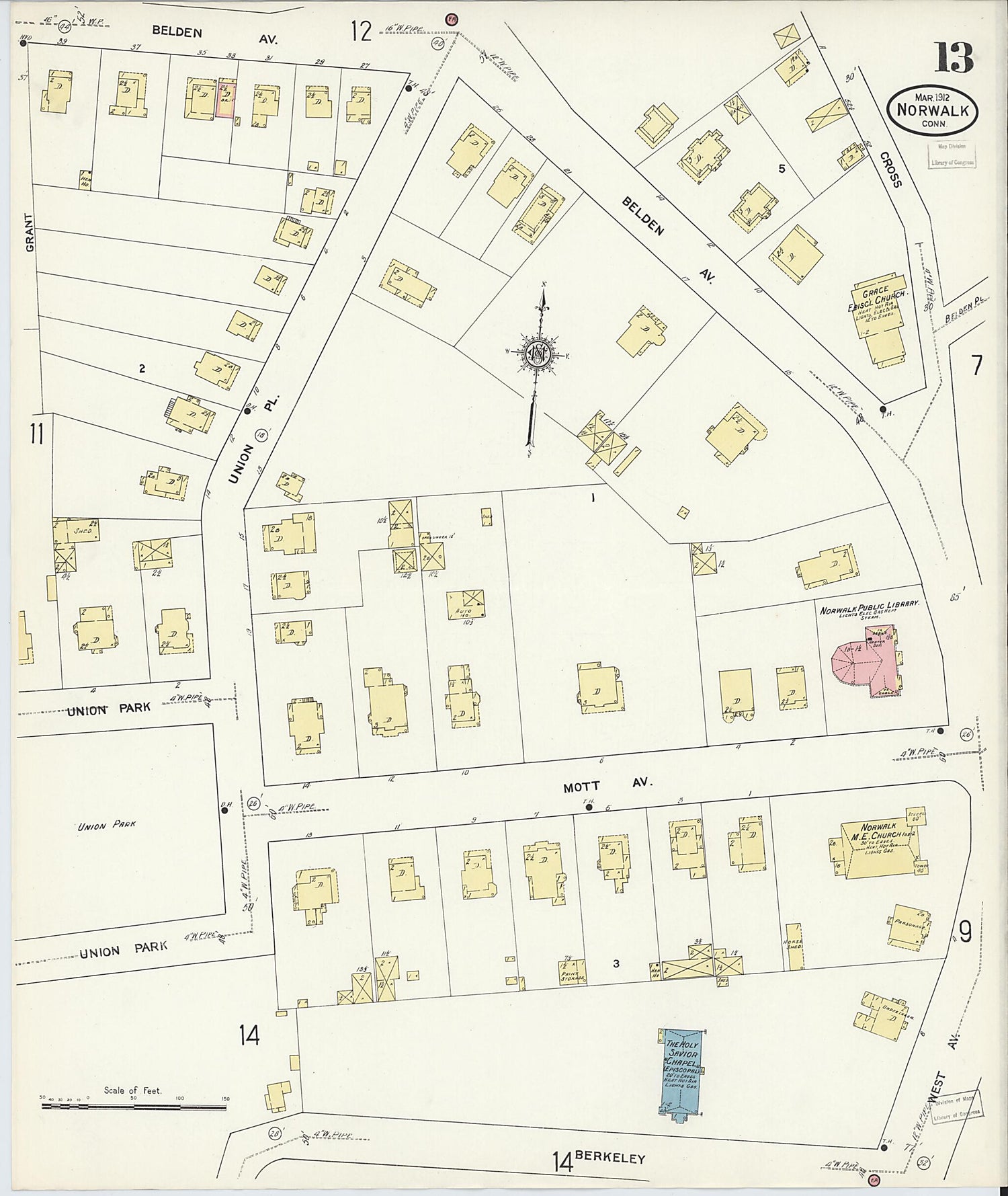 This old map of Norwalk, Fairfield County, Connecticut was created by Sanborn Map Company in 1912