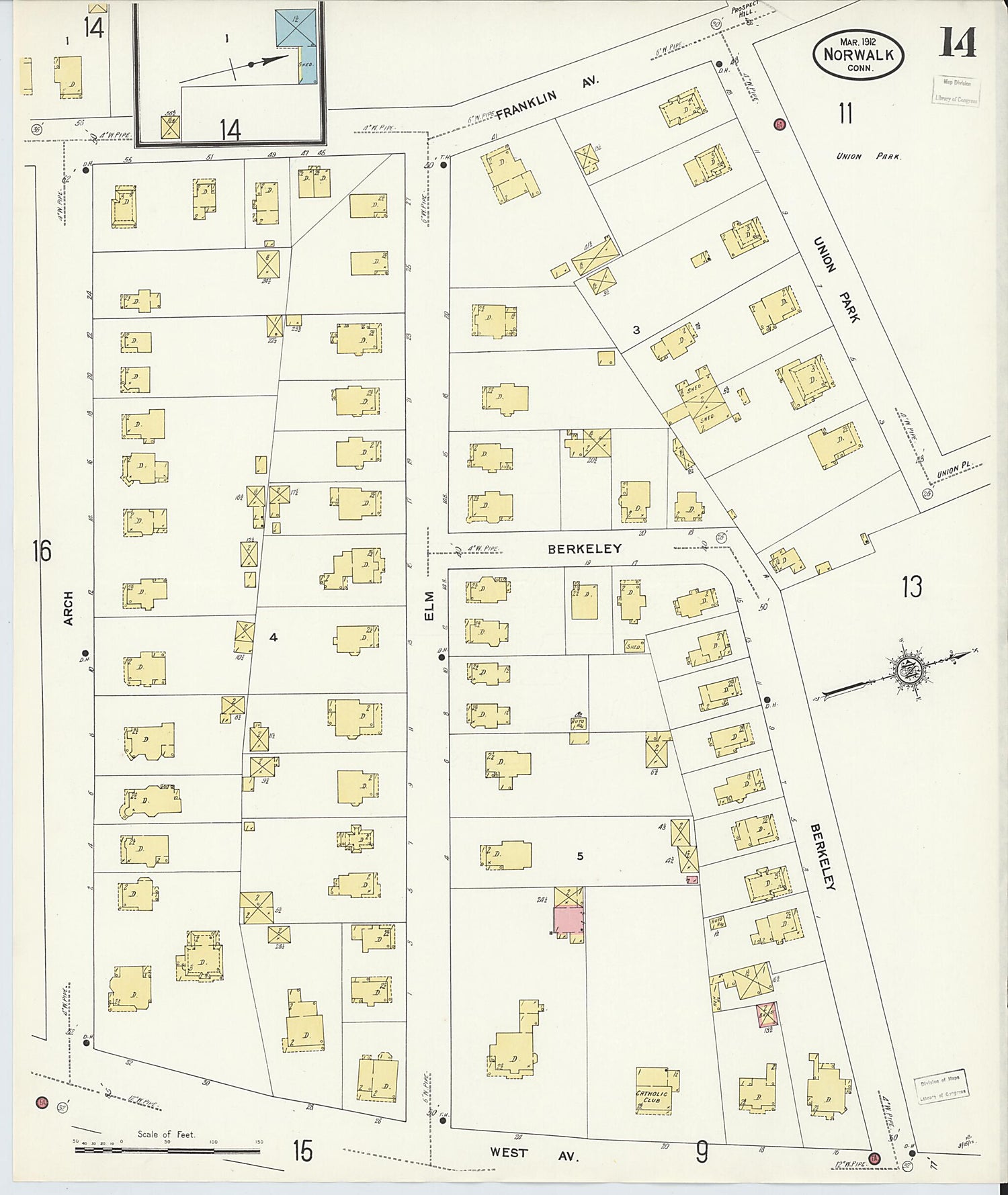 This old map of Norwalk, Fairfield County, Connecticut was created by Sanborn Map Company in 1912
