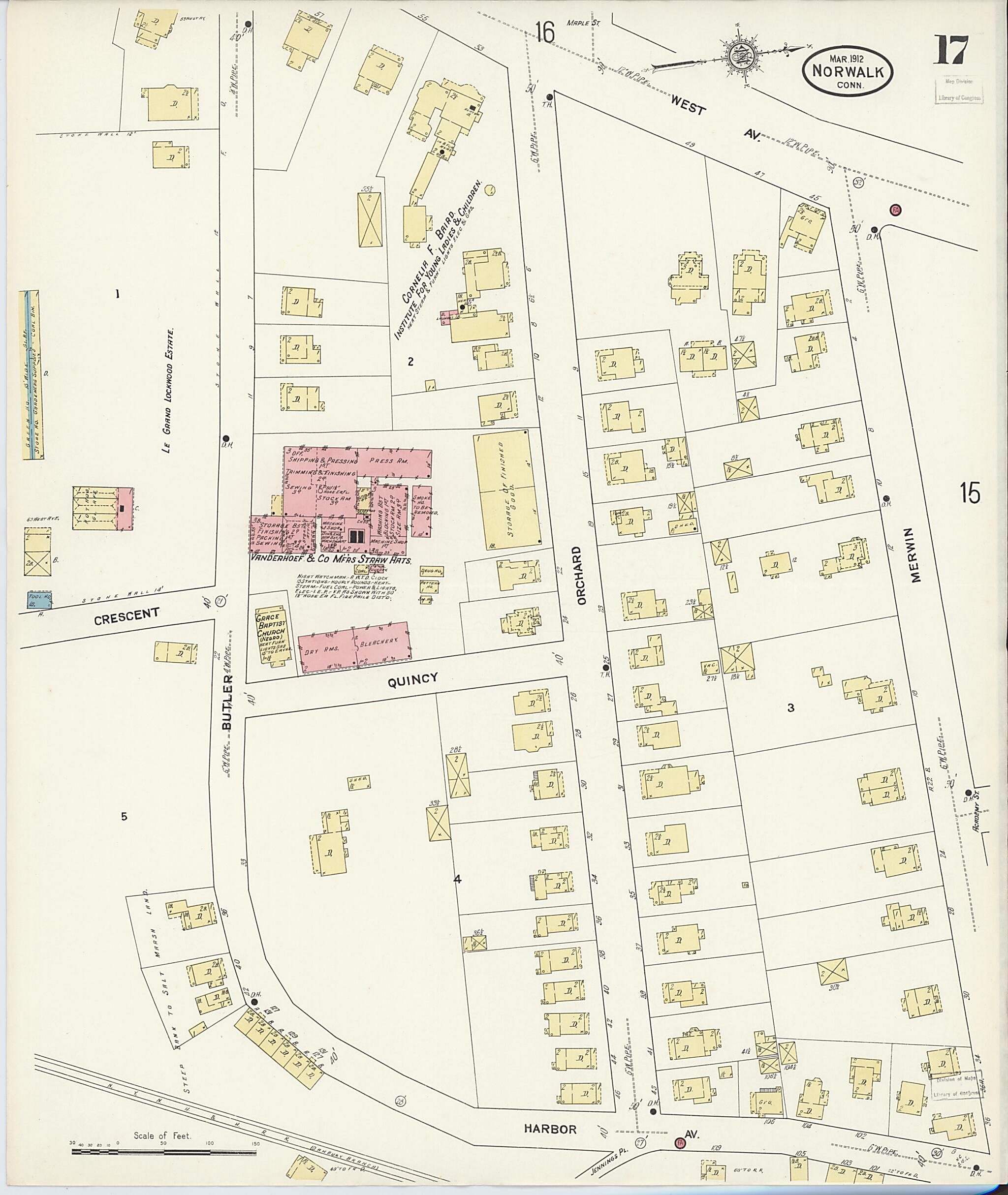 This old map of Norwalk, Fairfield County, Connecticut was created by Sanborn Map Company in 1912
