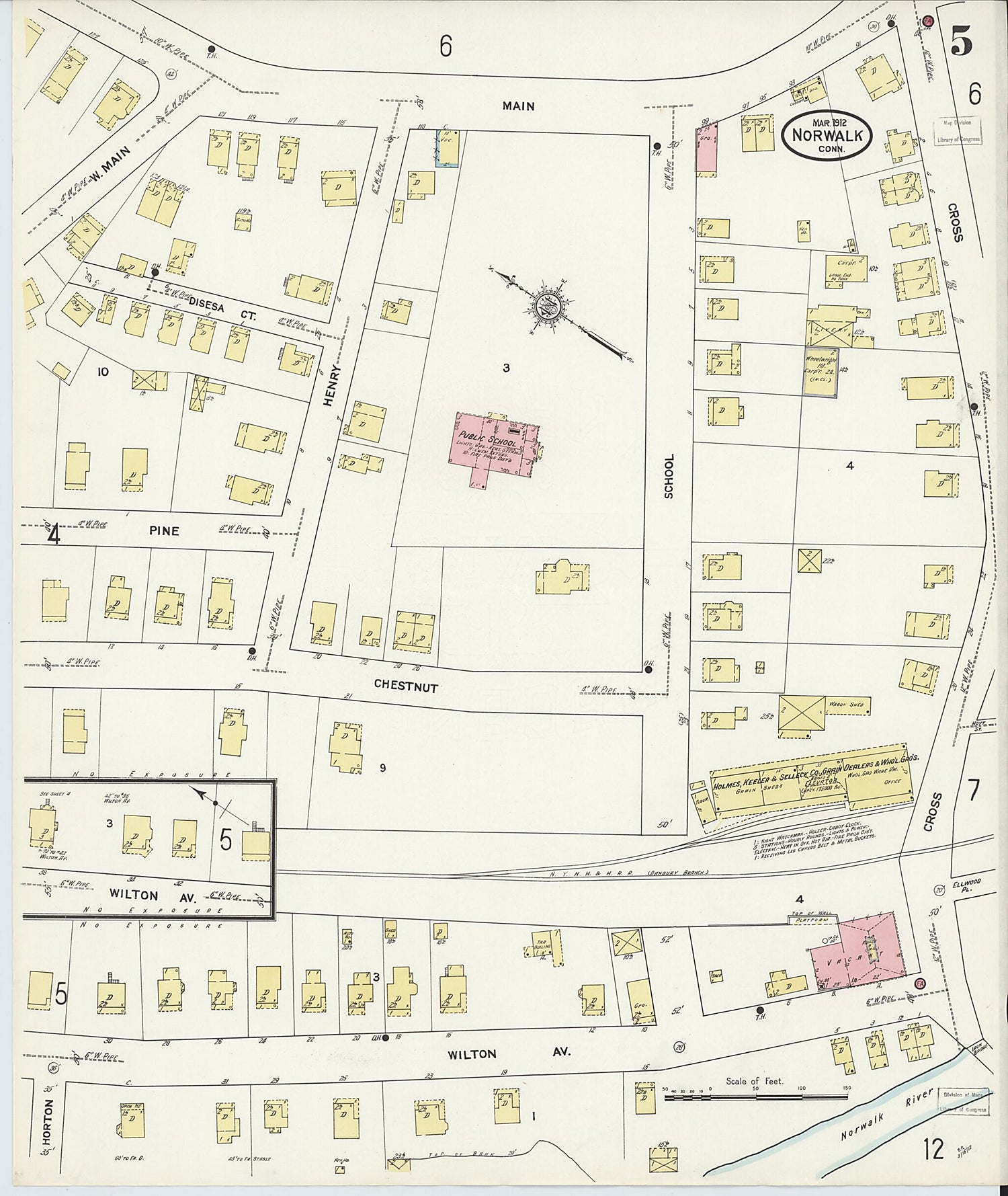 This old map of Norwalk, Fairfield County, Connecticut was created by Sanborn Map Company in 1912