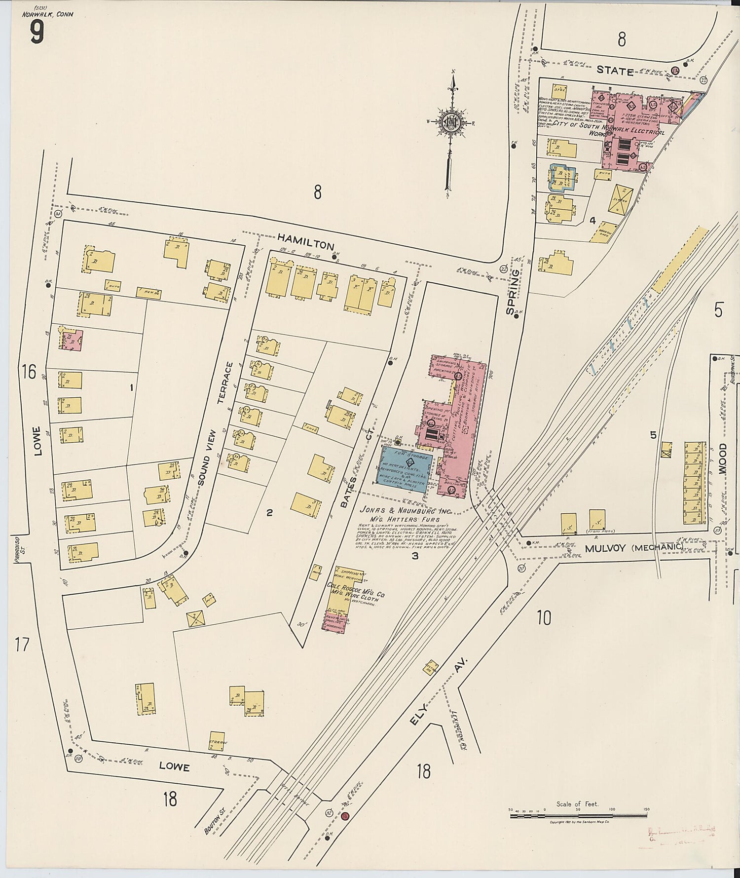 This old map of Norwalk, Fairfield County, Connecticut was created by Sanborn Map Company in 1922