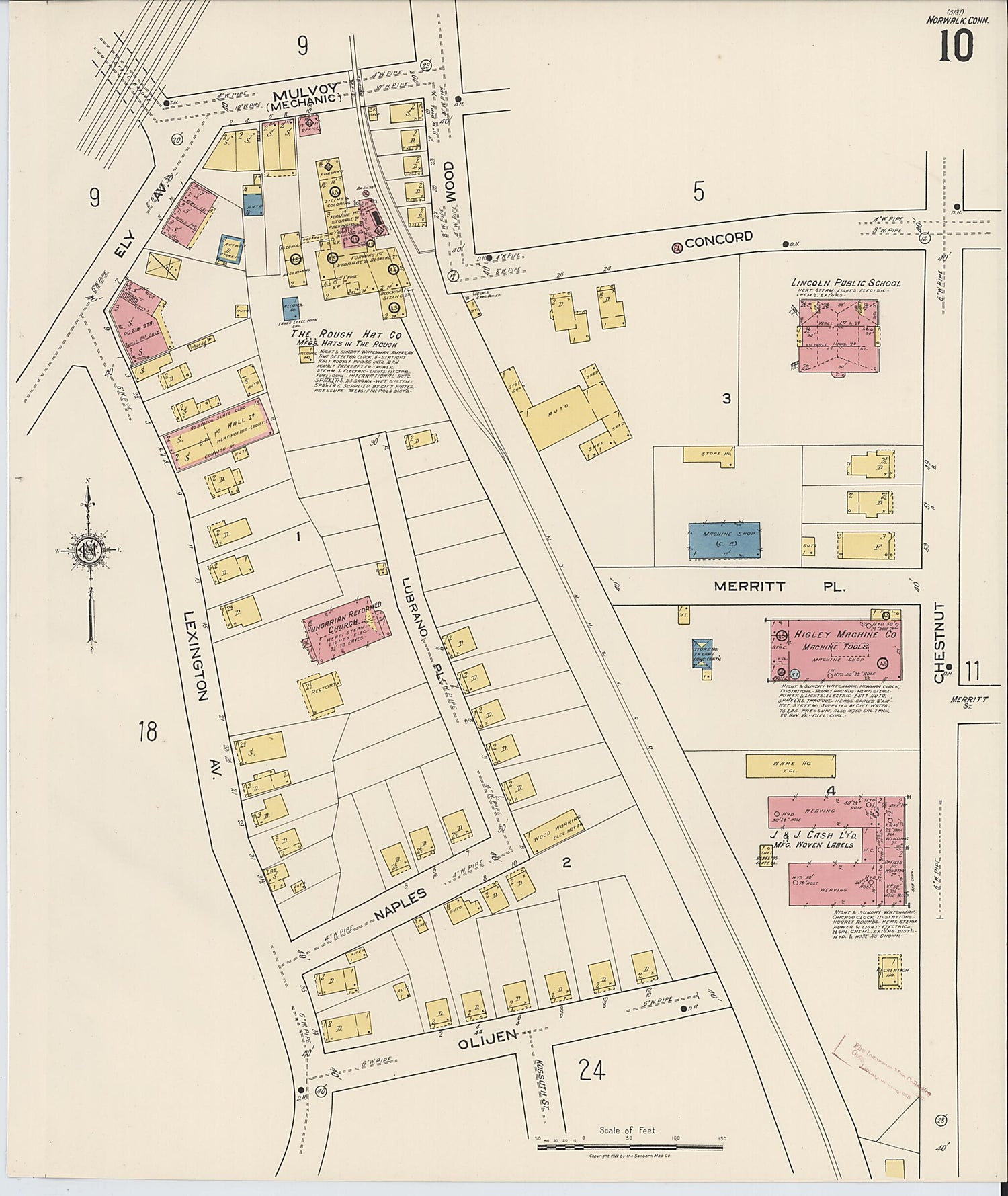 This old map of Norwalk, Fairfield County, Connecticut was created by Sanborn Map Company in 1922