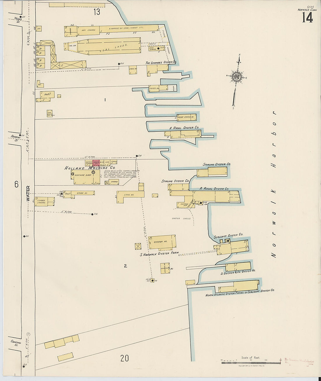 This old map of Norwalk, Fairfield County, Connecticut was created by Sanborn Map Company in 1922