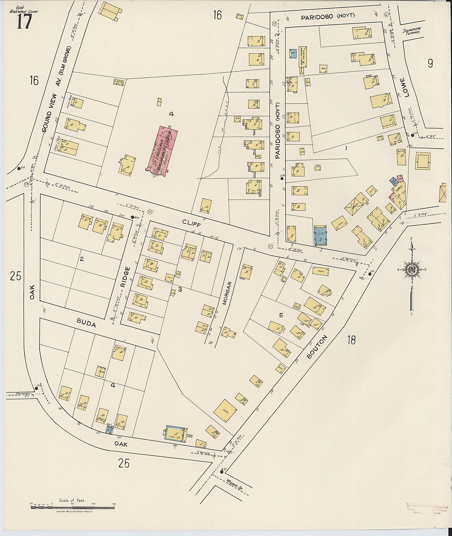This old map of Norwalk, Fairfield County, Connecticut was created by Sanborn Map Company in 1922