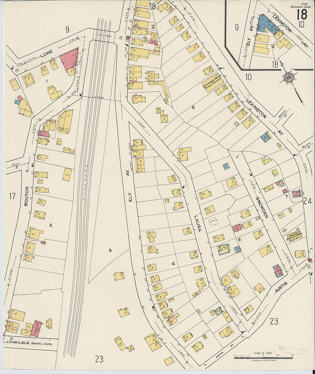 This old map of Norwalk, Fairfield County, Connecticut was created by Sanborn Map Company in 1922